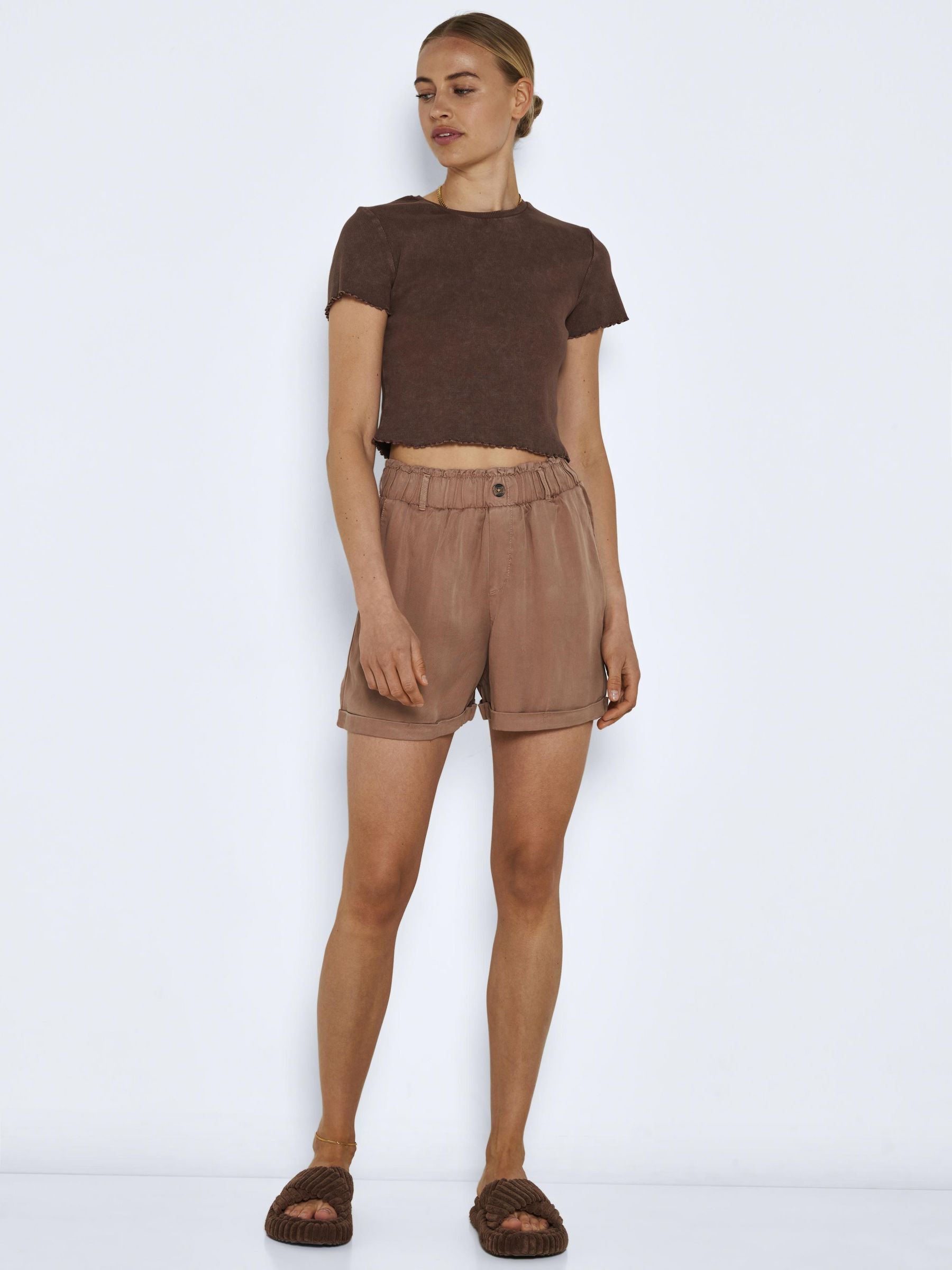 HIGH WAISTED SHORTS Brown NOISY MAY