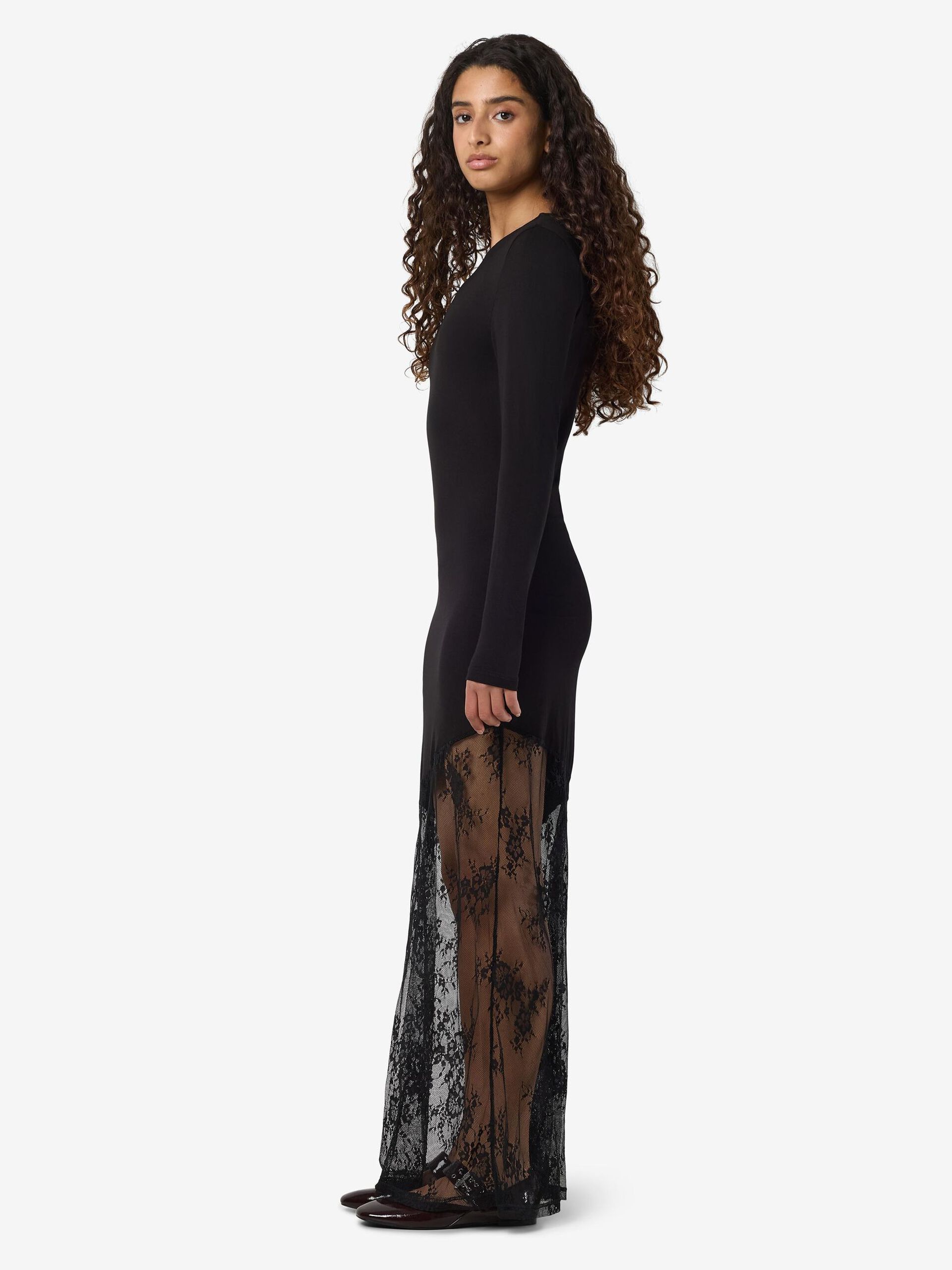 Carousel image - BLONDEDETALJERET MAXIKJOLE, Black | 3