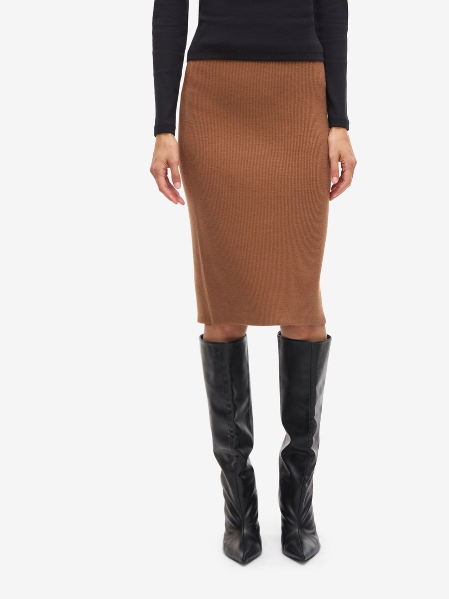 Product carousel image - KNITTED MIDI SKIRT, Argan Oil | 1