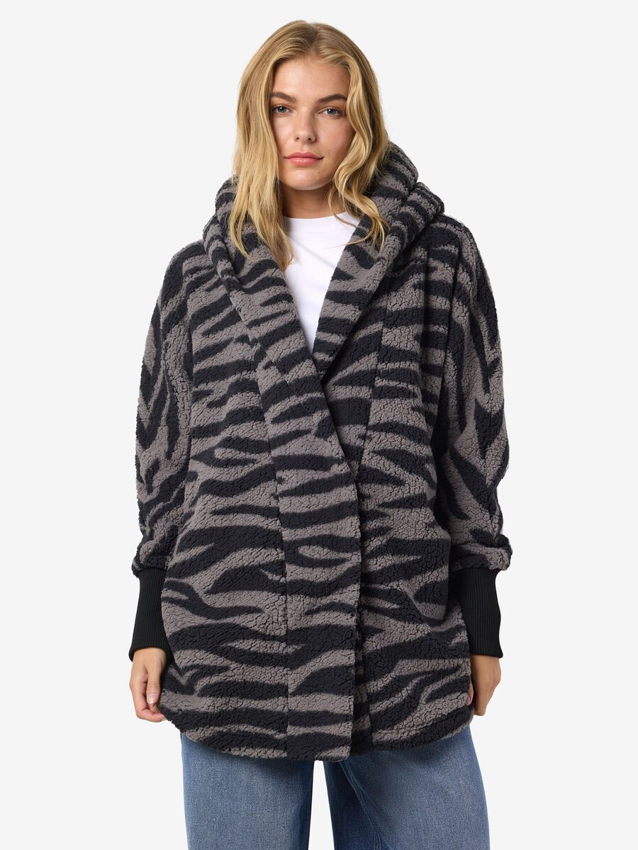 Product carousel image - PRINTED COATIGAN, Charcoal Gray | 1
