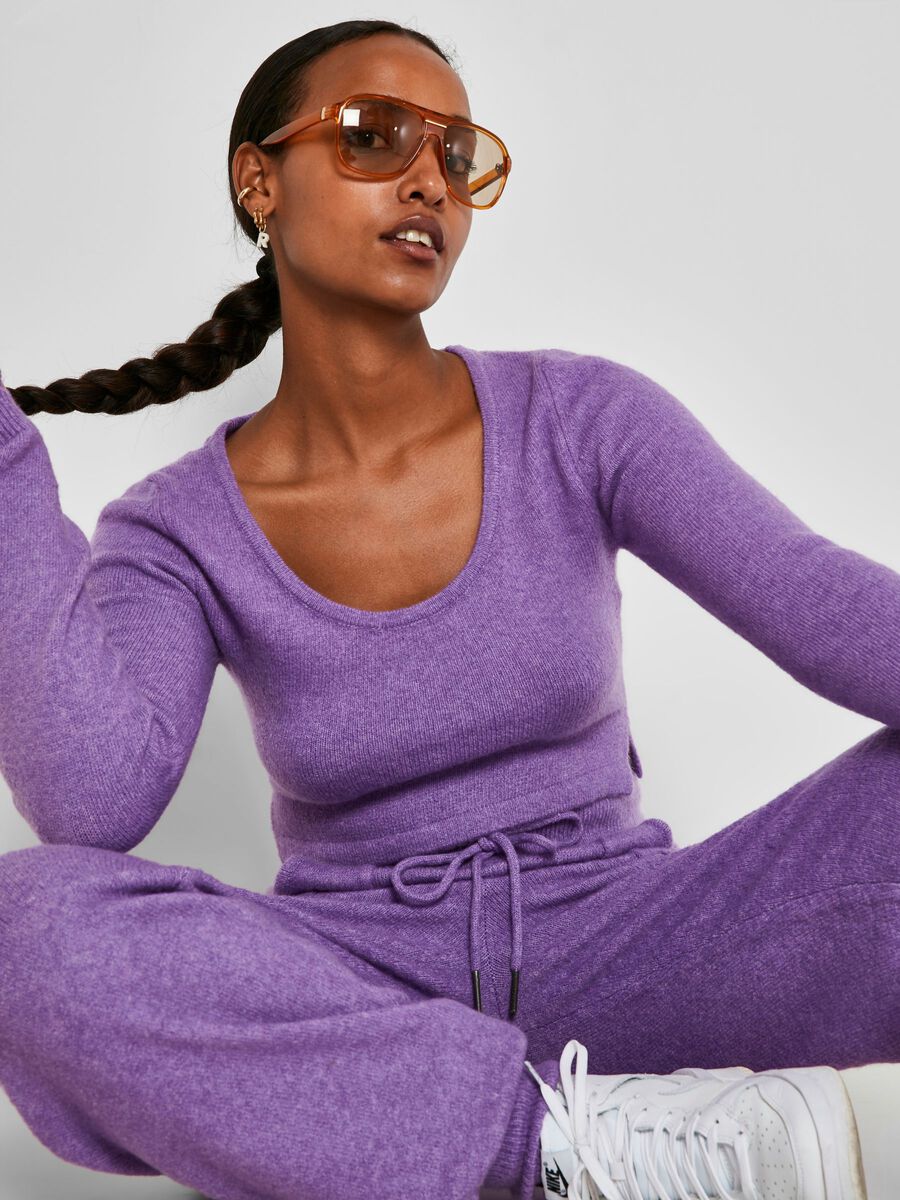 CROPPED KNITTED TOP, Amethyst Orchid, highres