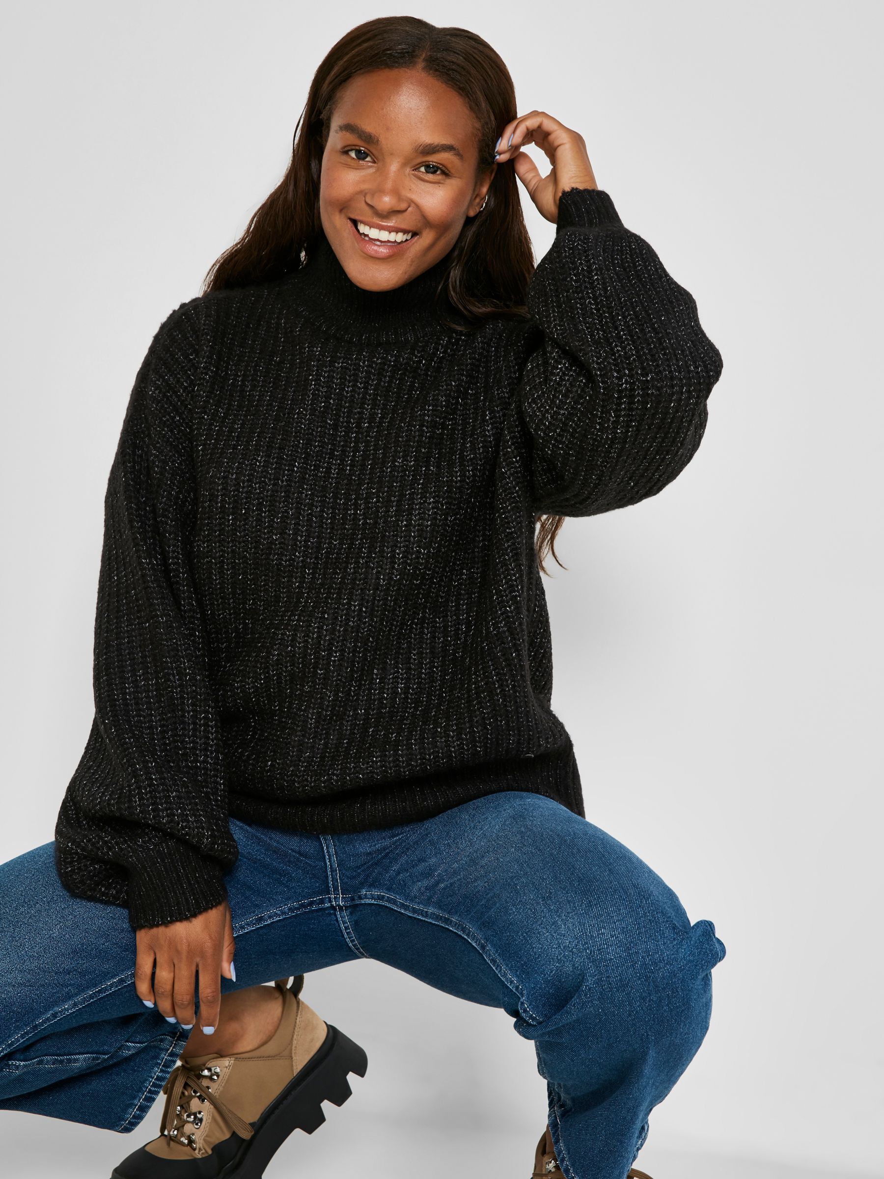 GROSSE MAILLE PULL EN MAILLE Noir NOISY MAY