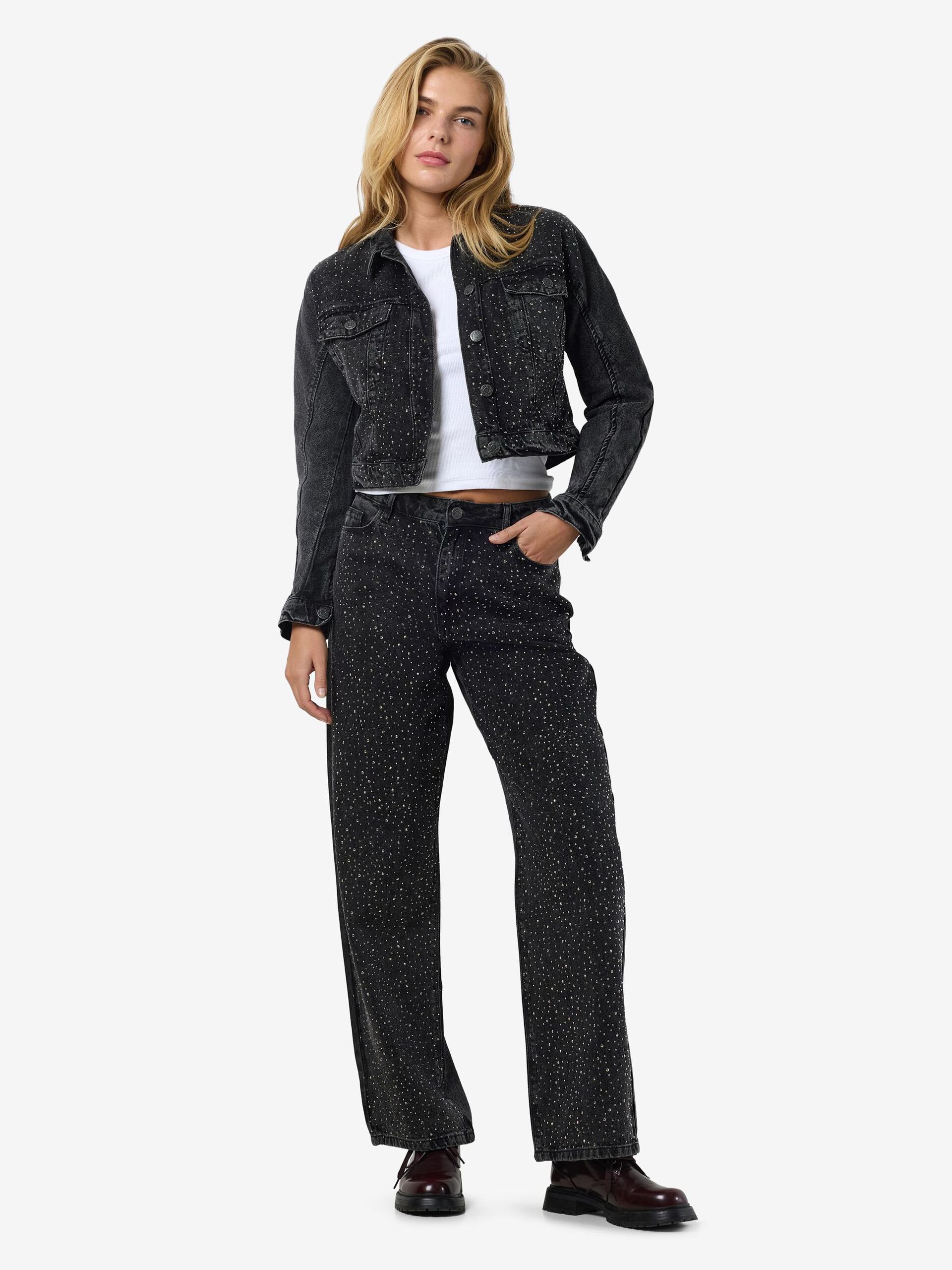 Carousel image - RHINESTONE JEANS, Black Denim | 4