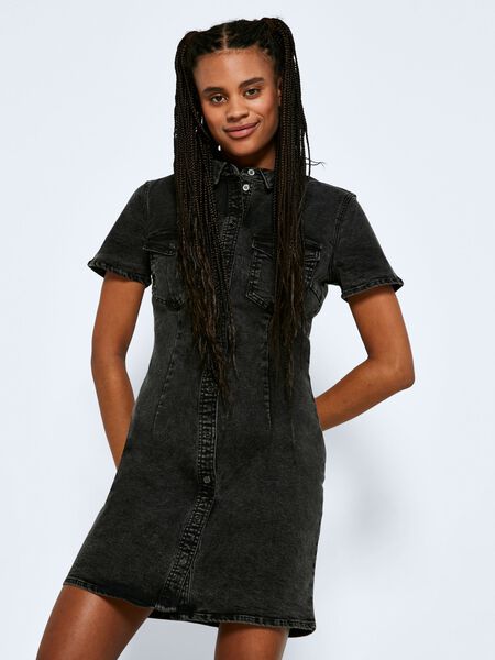 Noisy May SHORT SLEEVED DENIM DRESS, Black Denim, highres - 27019435_BlackDenim_007.jpg