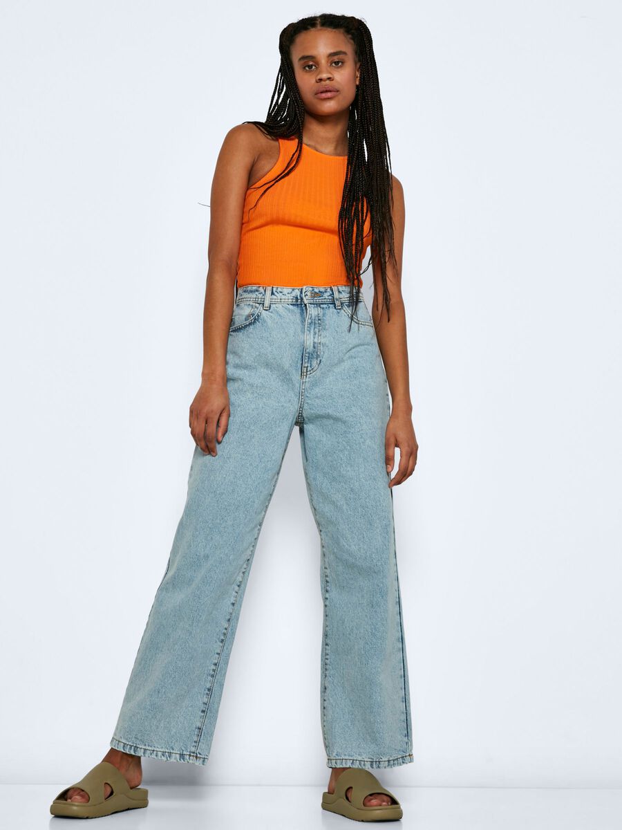 NMDREW HIGH WAISTED WIDE LEG JEANS, Blue