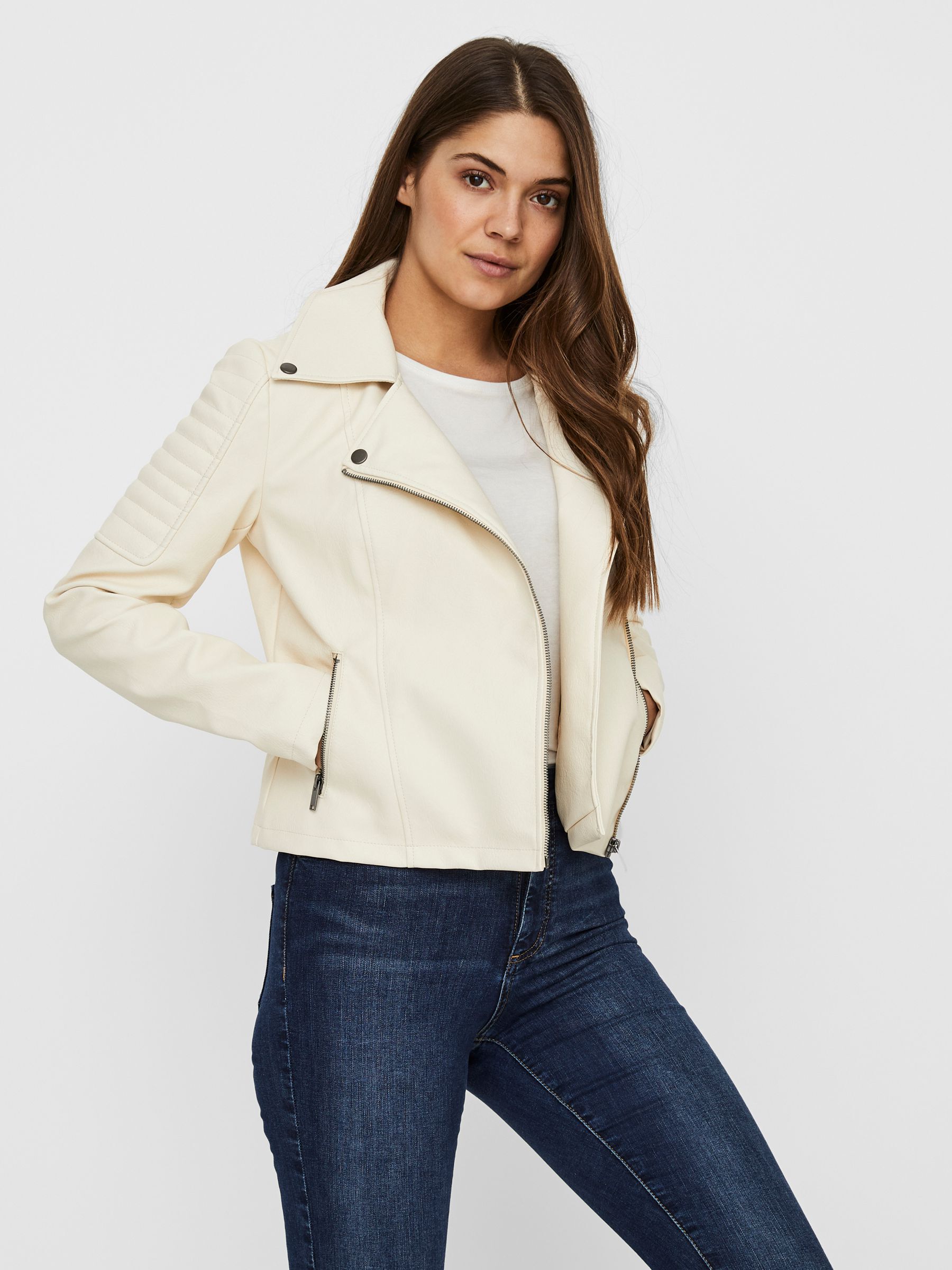 Ecru cheap leather jacket