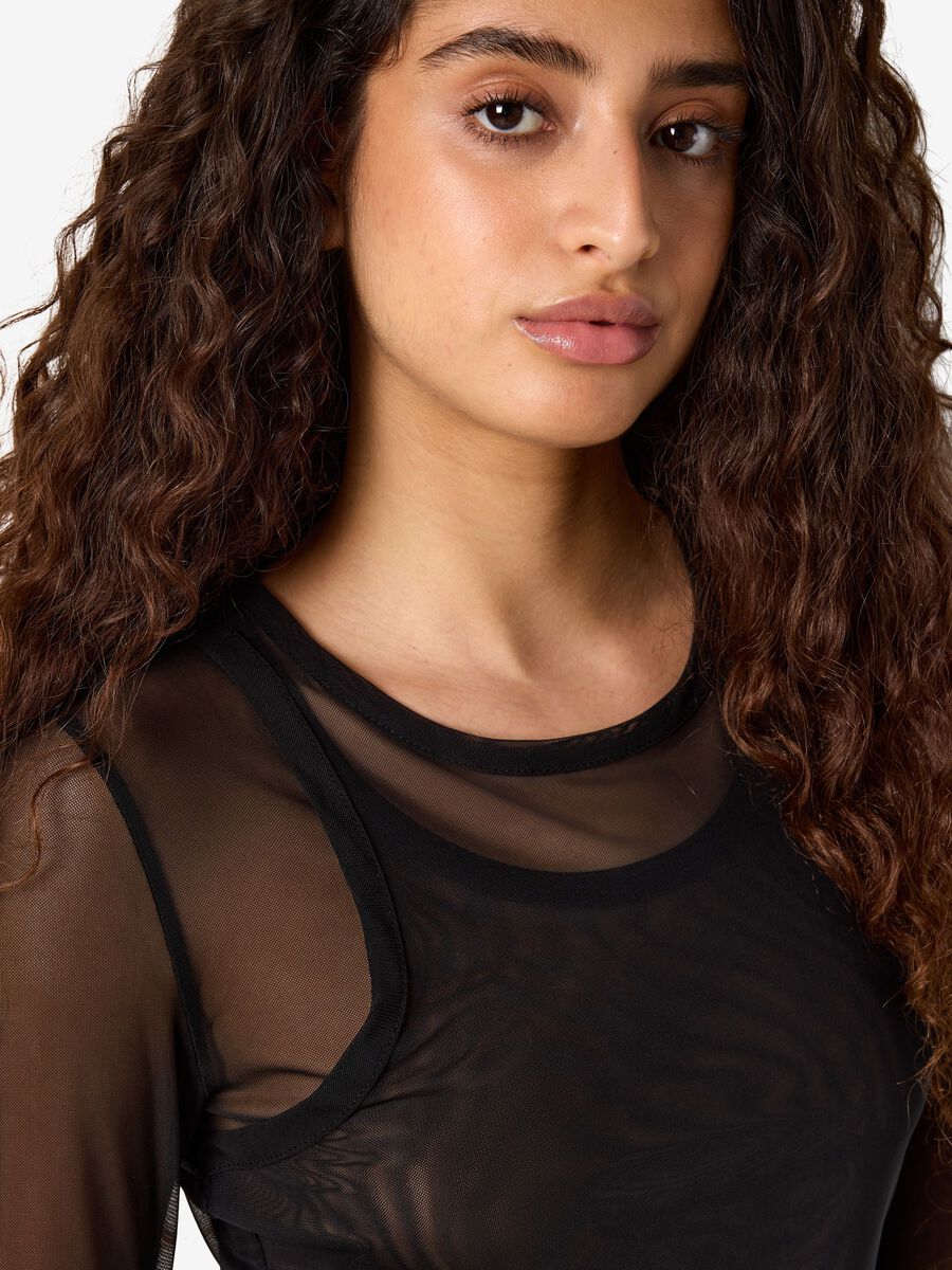 Carousel image 5 NMJUDITH MESH LONG SLEEVED TOP, Black