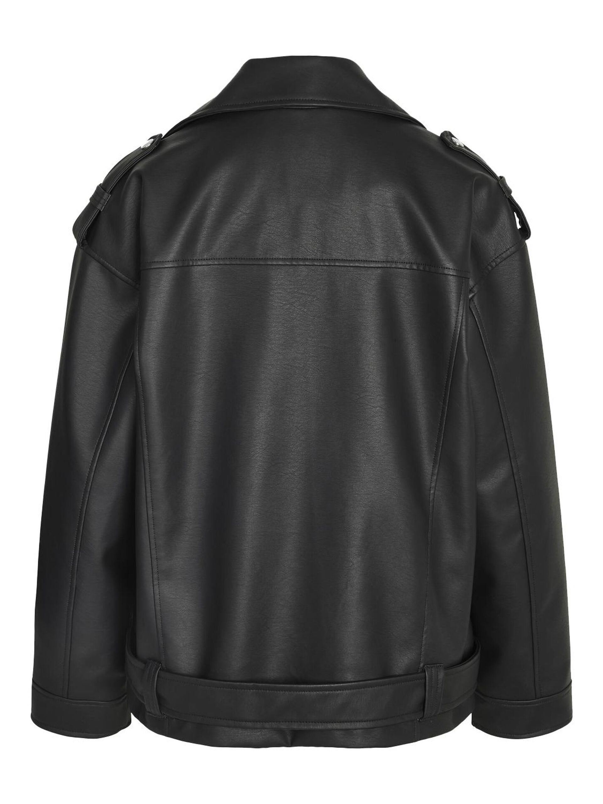 Carousel image - OVERSIZE FAUX LEATHER JACKET, Black | 7