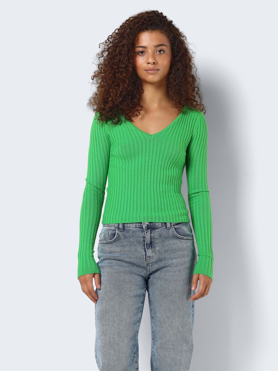 Noisy May V-NECK KNITTED TOP, Classic Green, highres - 27029470_ClassicGreen_003.jpg