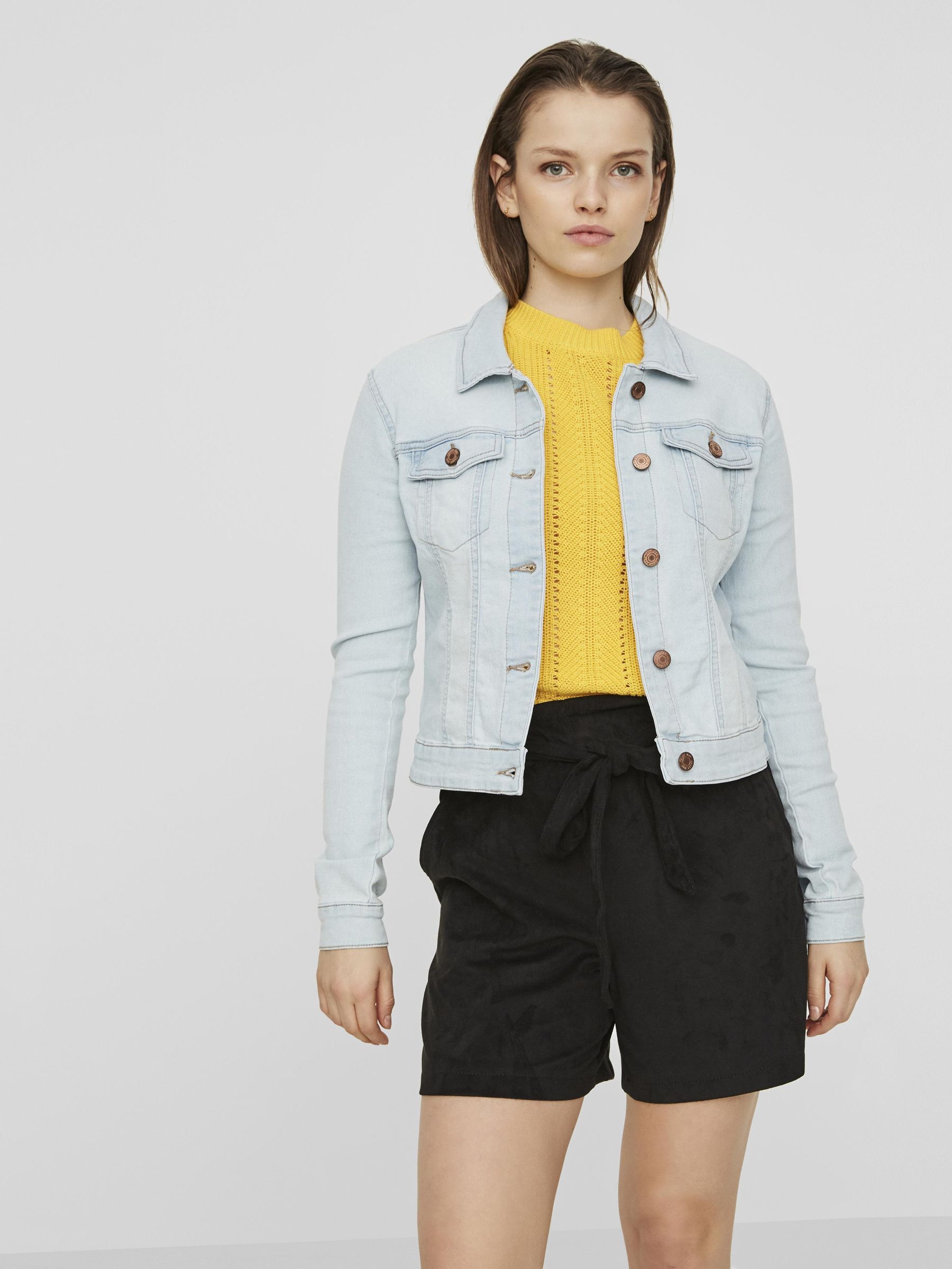 Short light denim jacket discount