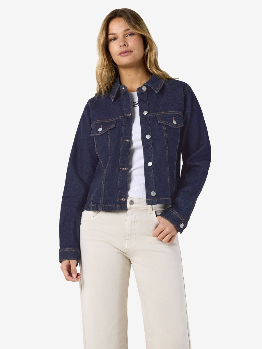 Product tile image NMYOLANDA DENIM JACKET, Dark Blue Denim 27037885_DarkBlueDenim