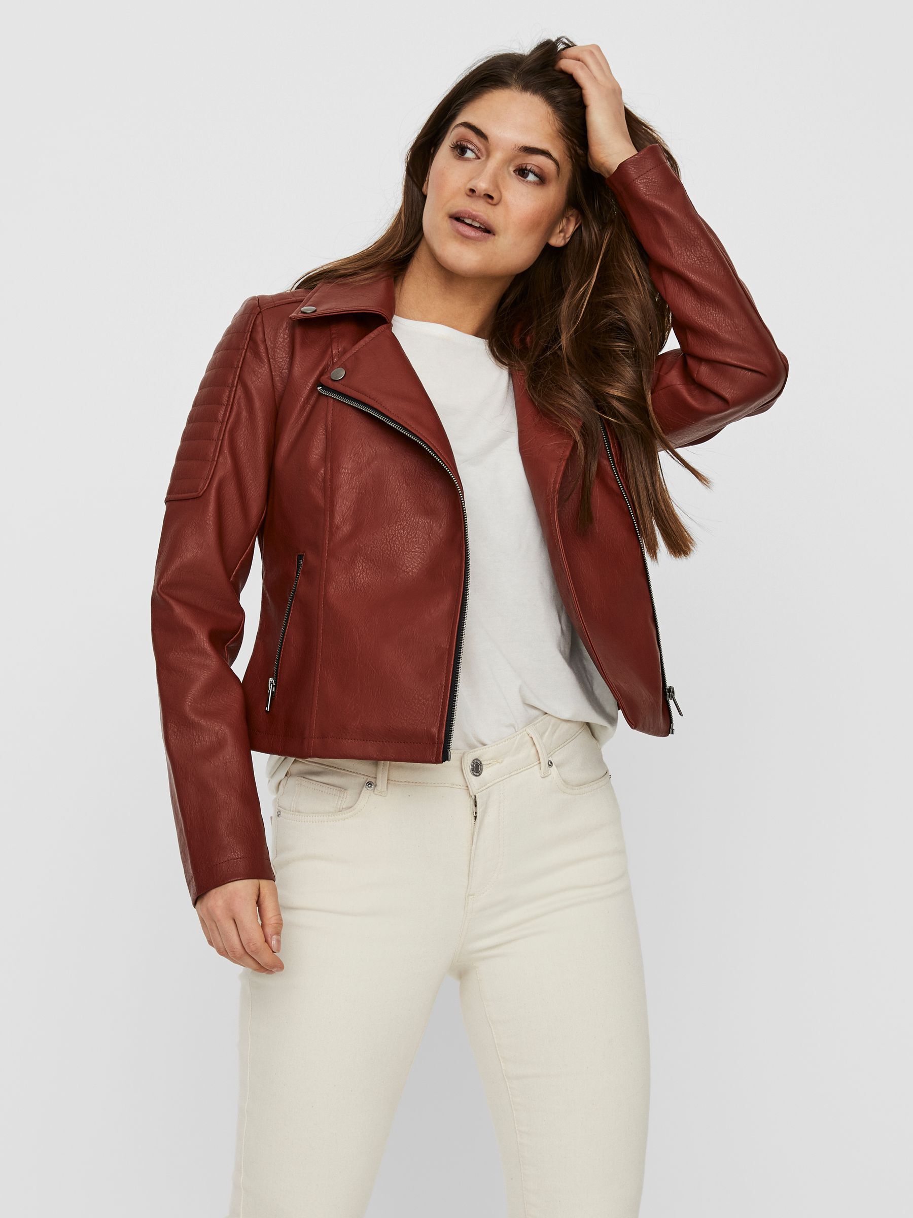 LEATHER LOOK JACKET Orange NOISY MAY