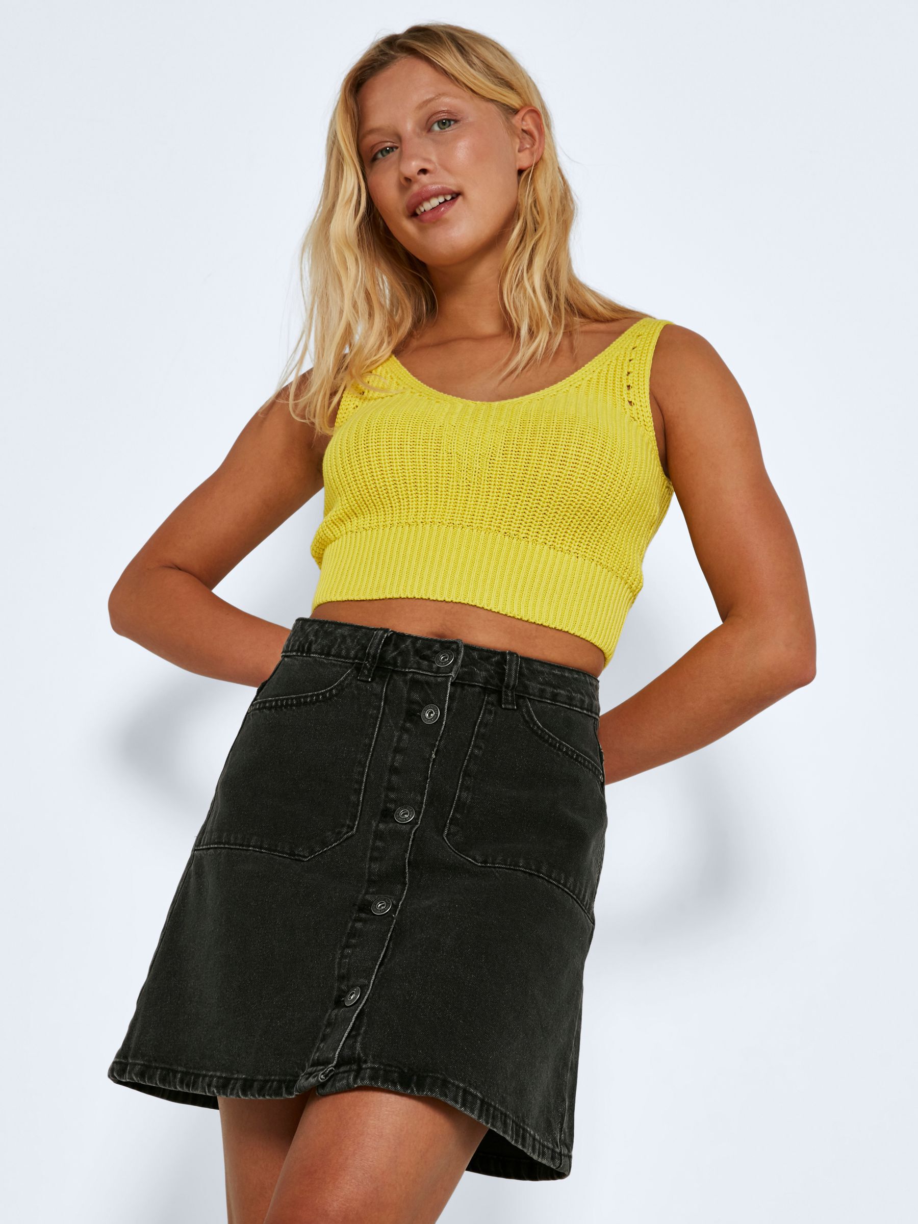 High waisted denim skirt yellow discount