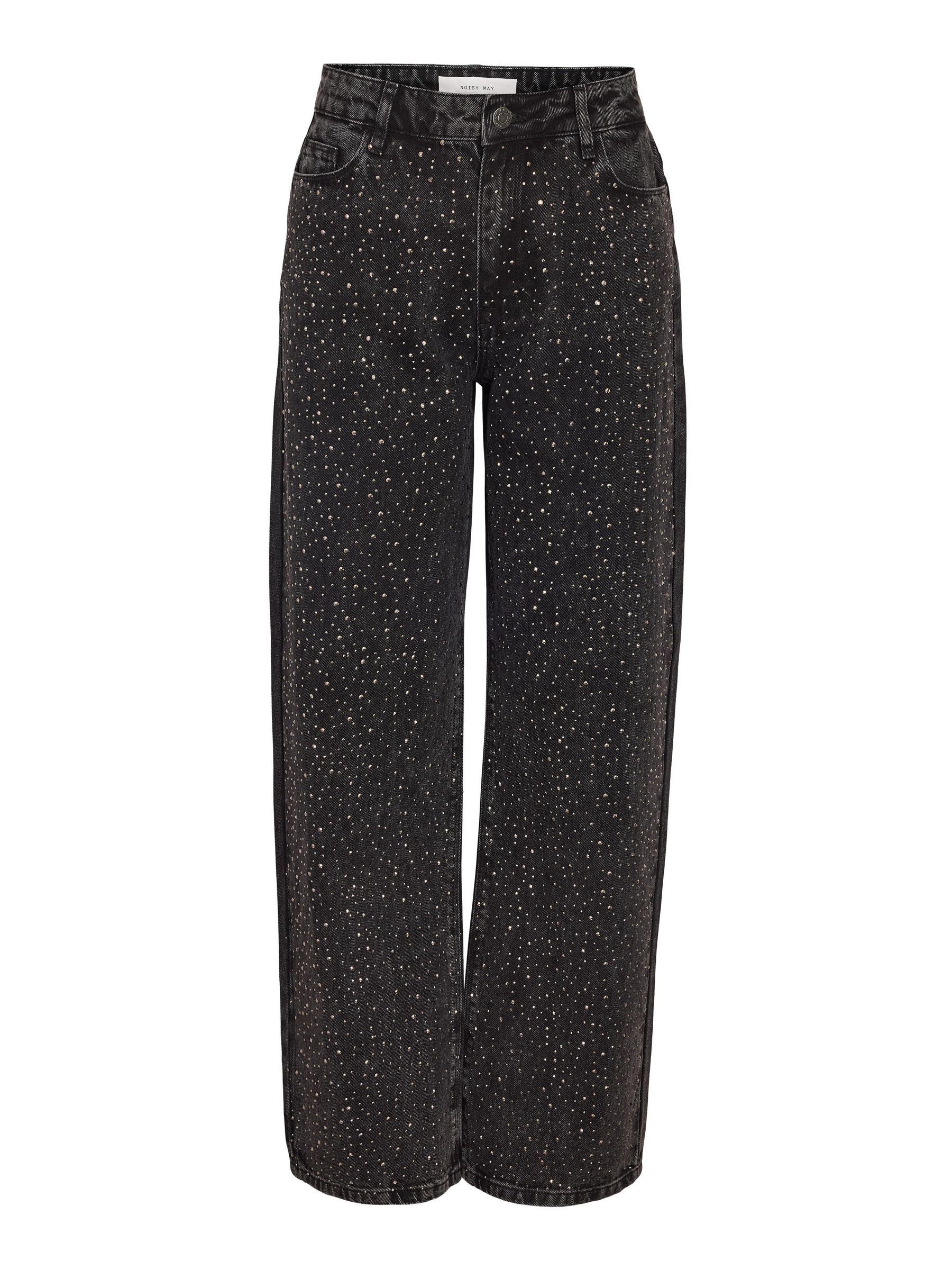 RHINESTONE JEANS | Black | NOISY MAY®