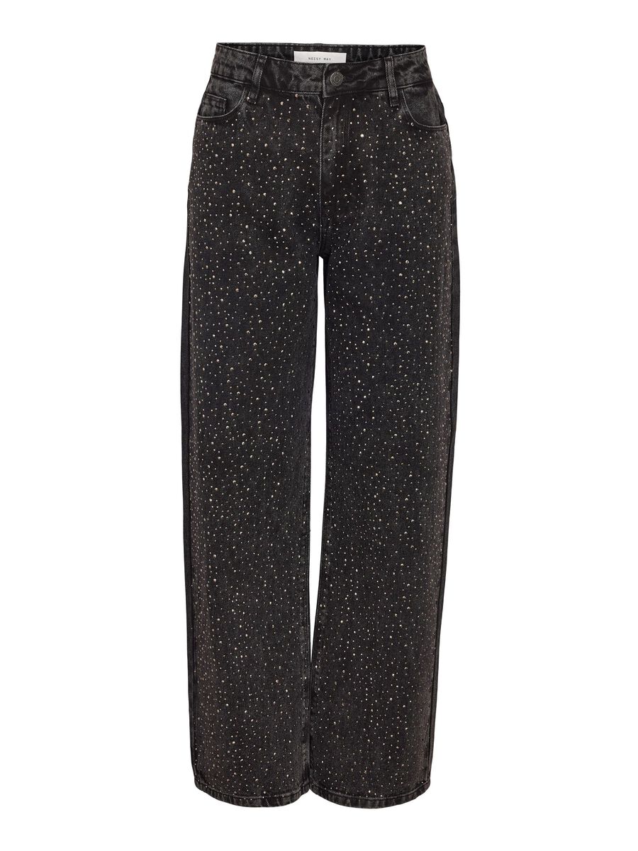 Carousel image - RHINESTONE JEANS, Black Denim | 2