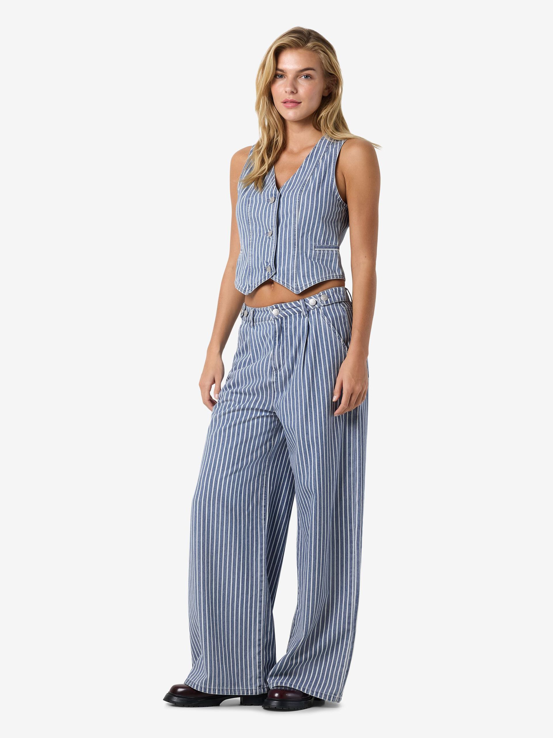 Carousel image - PINSTRIPED TROUSERS, Medium Blue Denim | 3