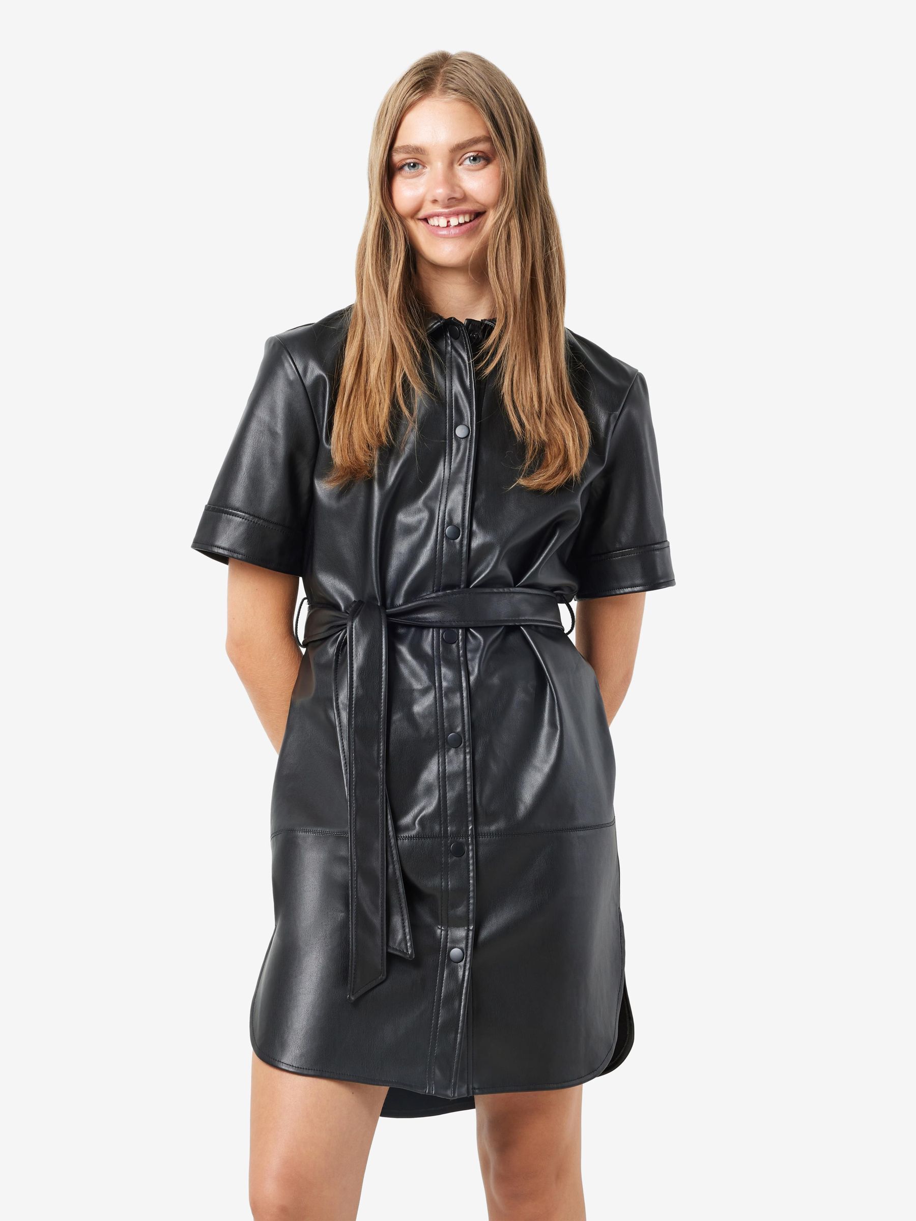 SHORT FAUX LEATHER DRESS