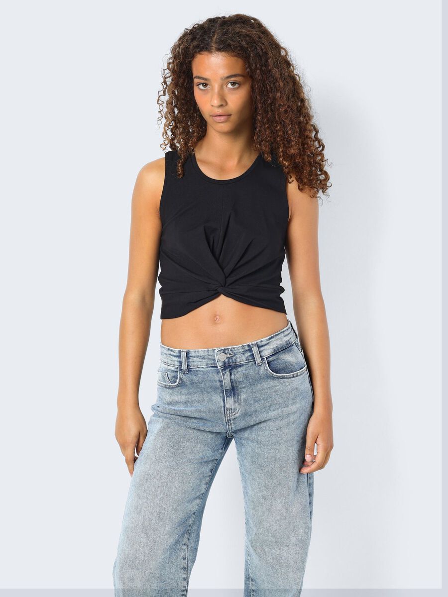 CROPPED SLEEVELESS TOP, Black, highres