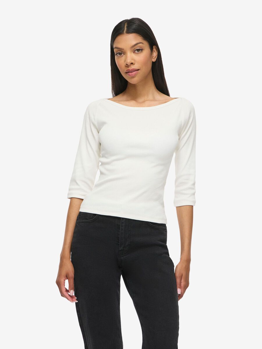 Product tile image - NMMAYA  3/4 SLEEVED BLOUSE, Snow White | 27039516_SnowWhite