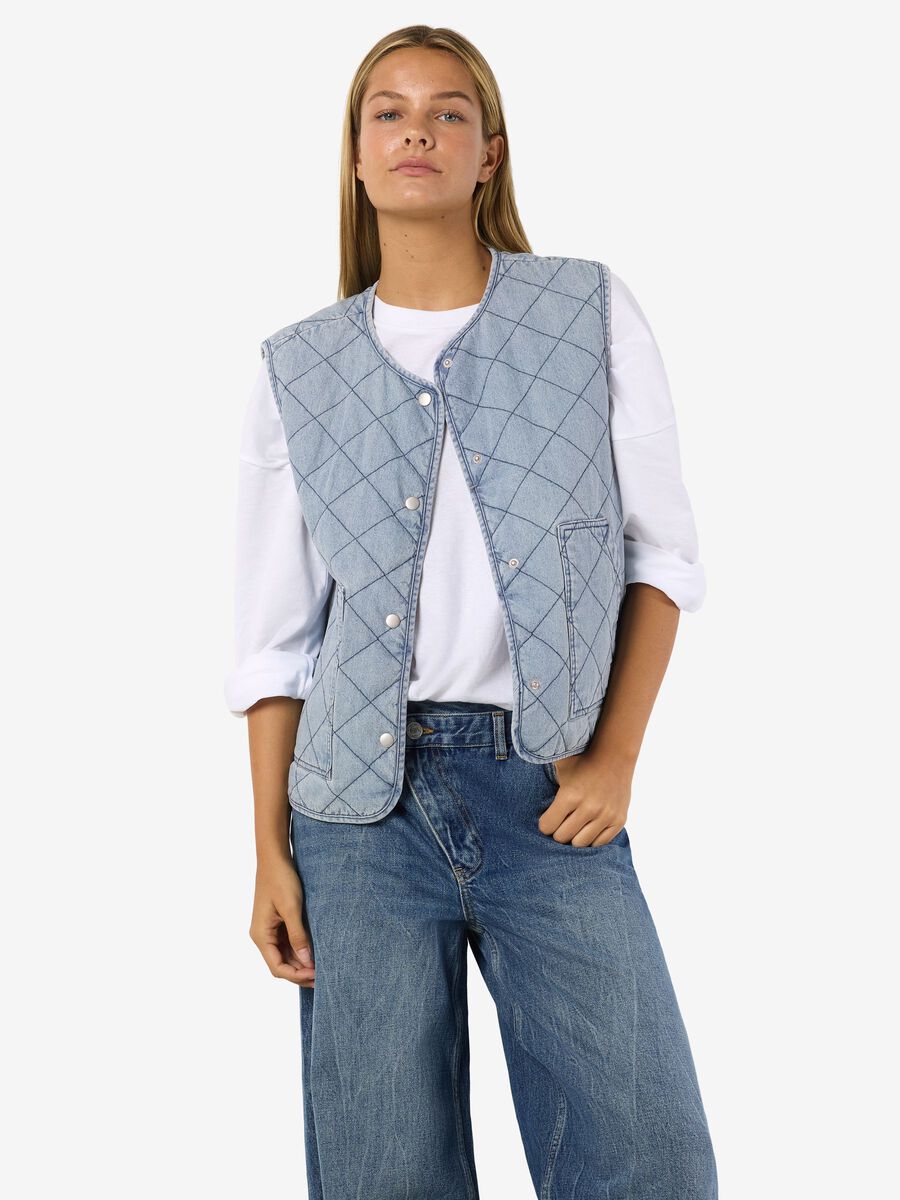 Product tile image - NMCLEO  DENIM VEST, Light Blue Denim | 27036770_LightBlueDenim