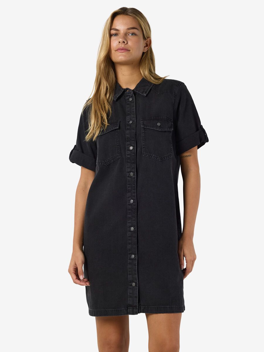 Product carousel image - KORTÆRMET DENIMKJOLE, Black | 1