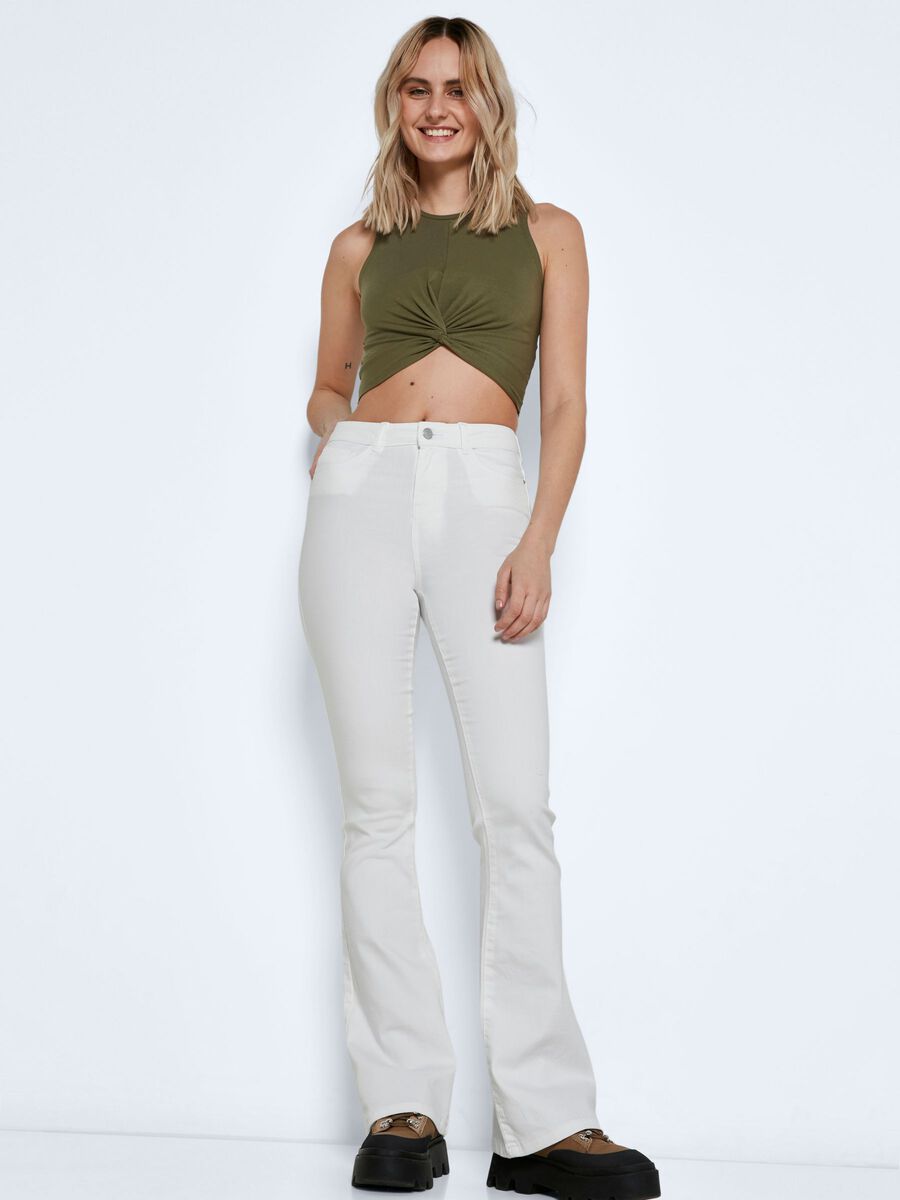 Noisy May NMSALLIE HIGH WAISTED FLARED JEANS, Bright White, highres - 27019305_BrightWhite_007.jpg