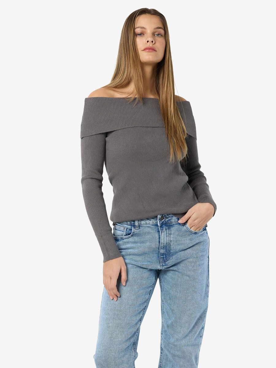 Noisy May EN MAILLE TOP À ÉPAULES DÉNUDÉES, Charcoal Gray, highres - 27033715_CharcoalGray_007.jpg