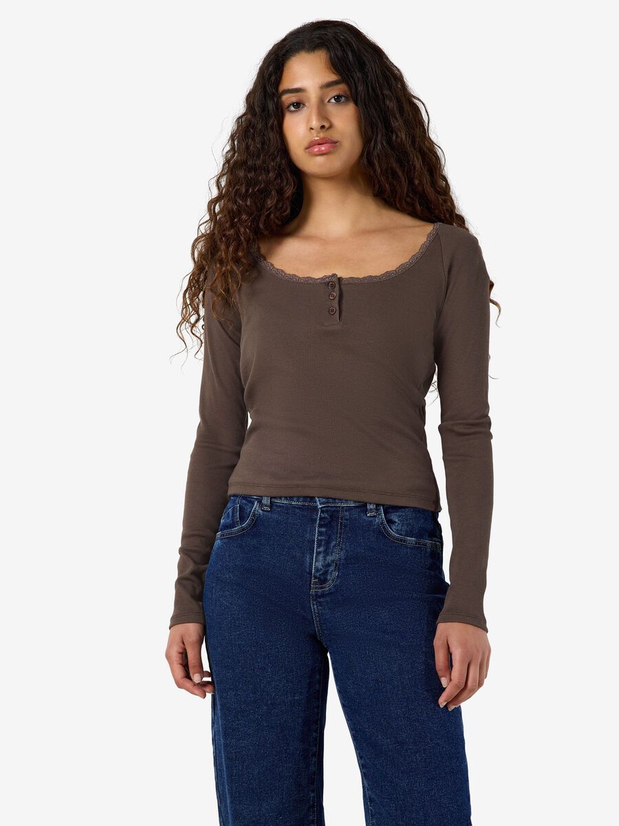 Product tile image NMMAYA LONG SLEEVED TOP, Chocolate Brown 27037880_ChocolateBrown