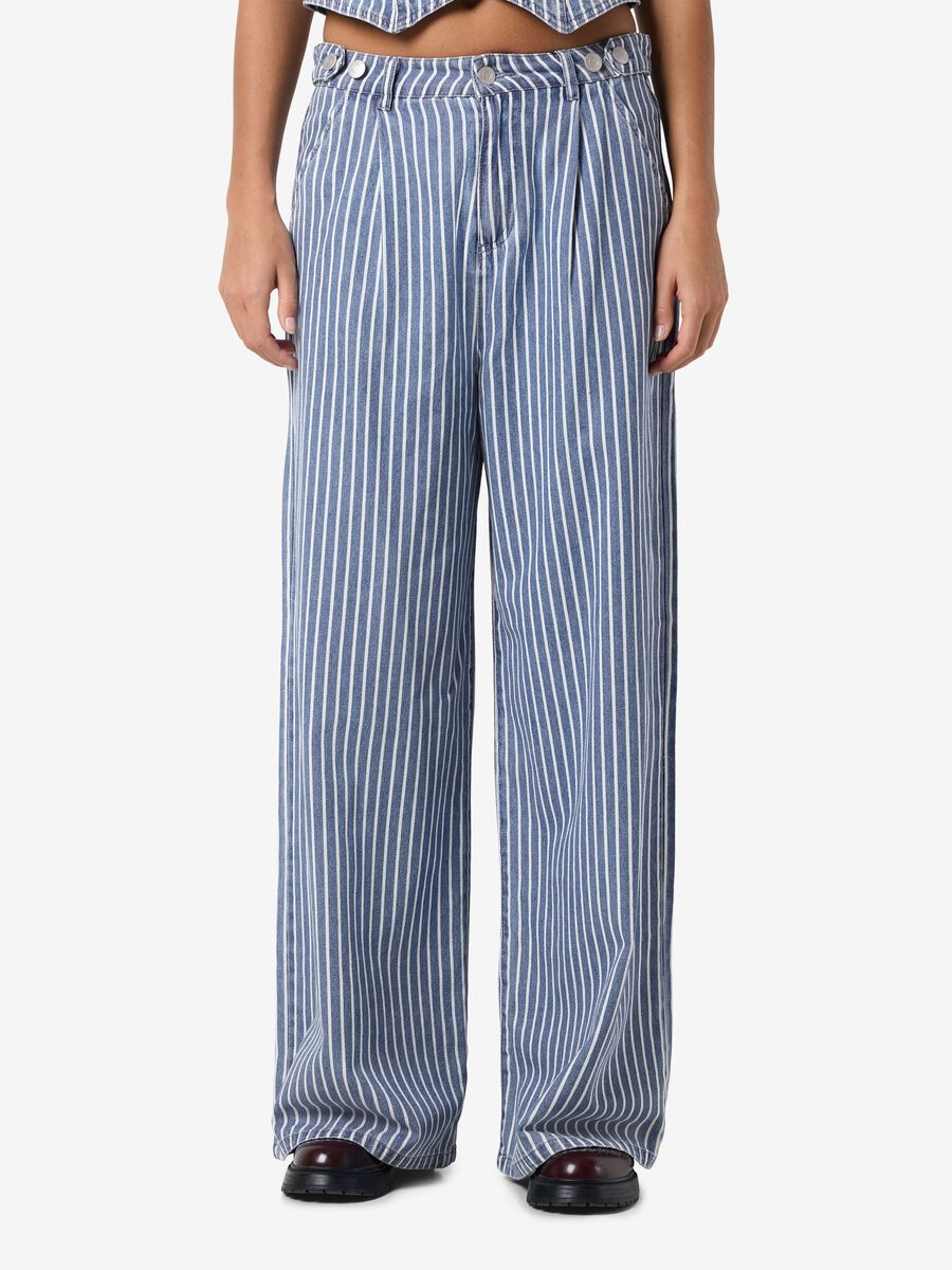 Carousel image - PINSTRIPED TROUSERS, Medium Blue Denim | 1