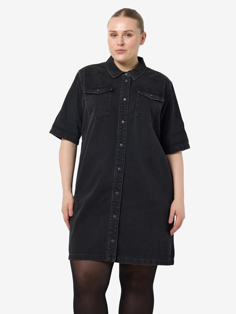 Noisy May CURVE DENIM MINI DRESS, Black, highres - 27030543_Black_003.jpg