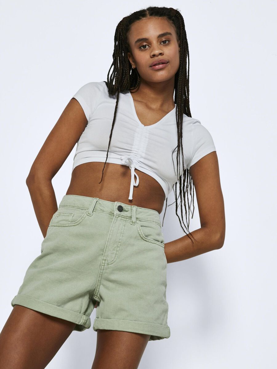 Noisy May HIGH WAIST JEANSSHORTS, Fog Green, highres - 27020606_FogGreen_007.jpg