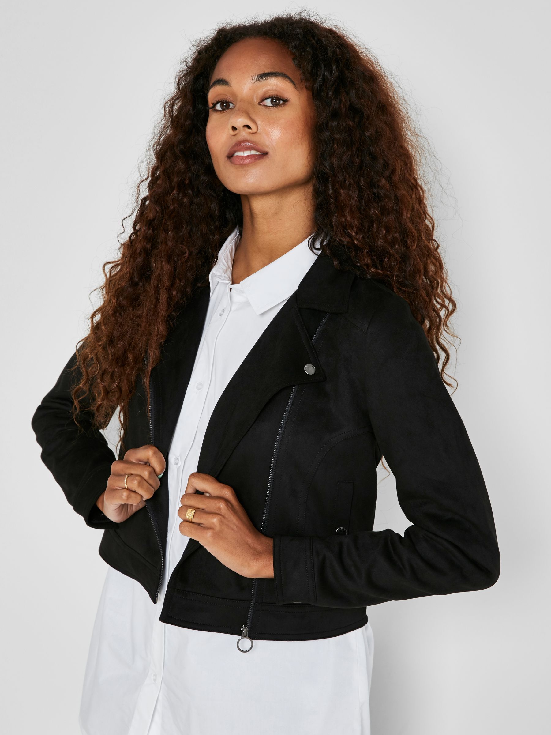 Black faux suede jacket 2025