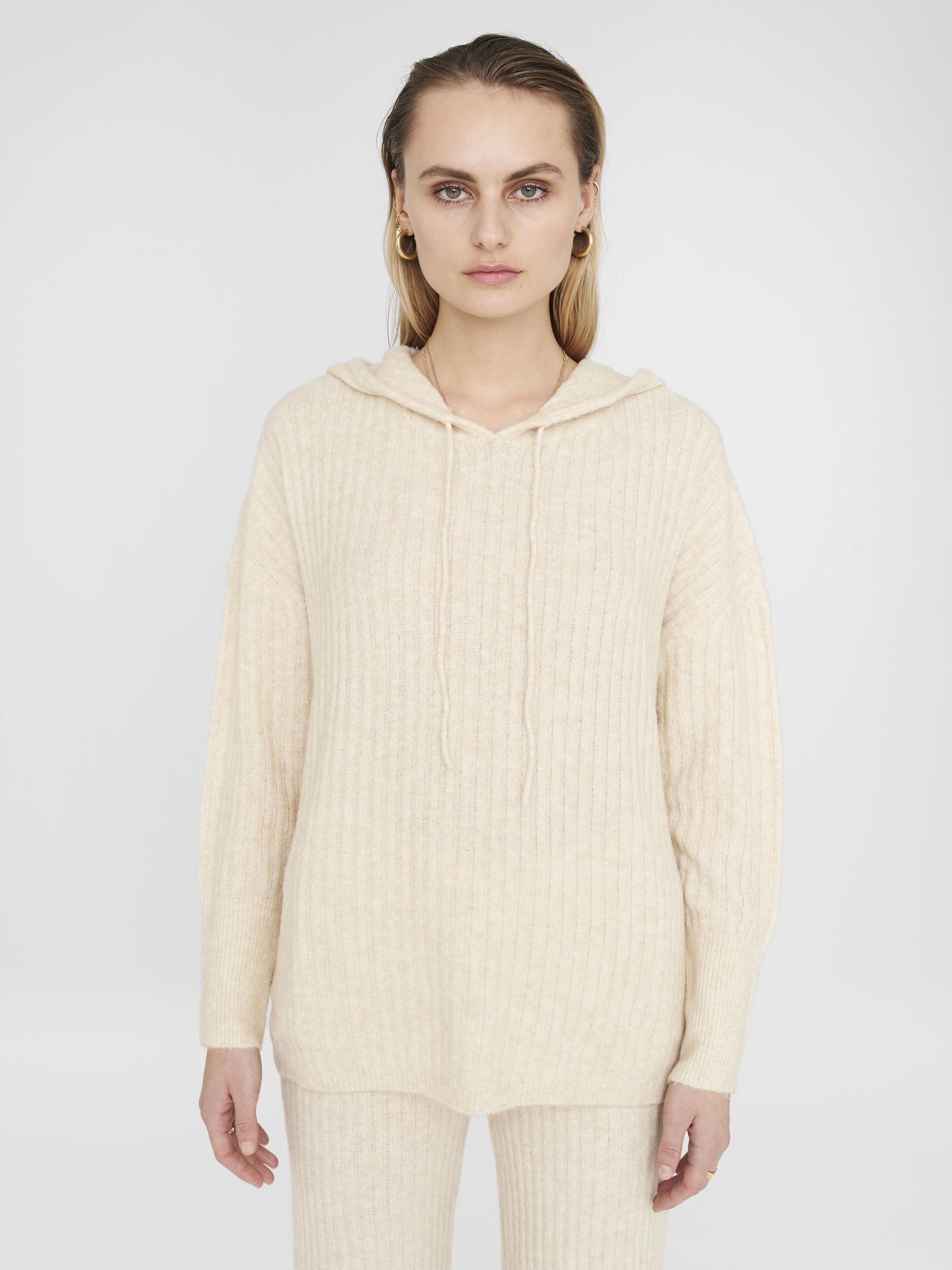 Ganni soft wool knit hoodie hot sale