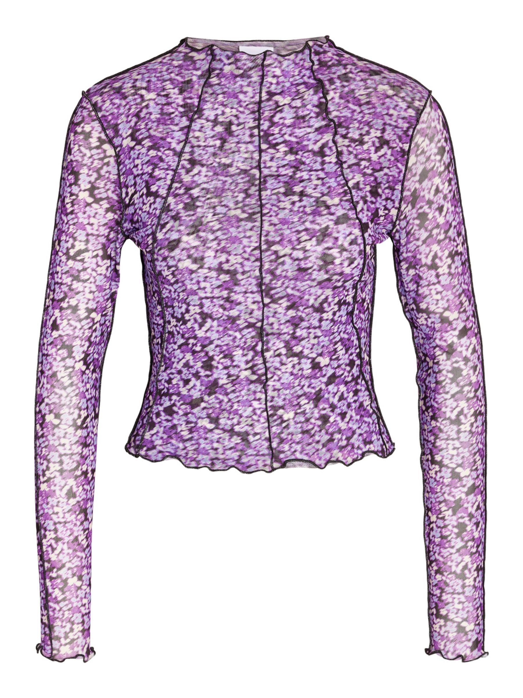 Purple long sleeve mesh top store