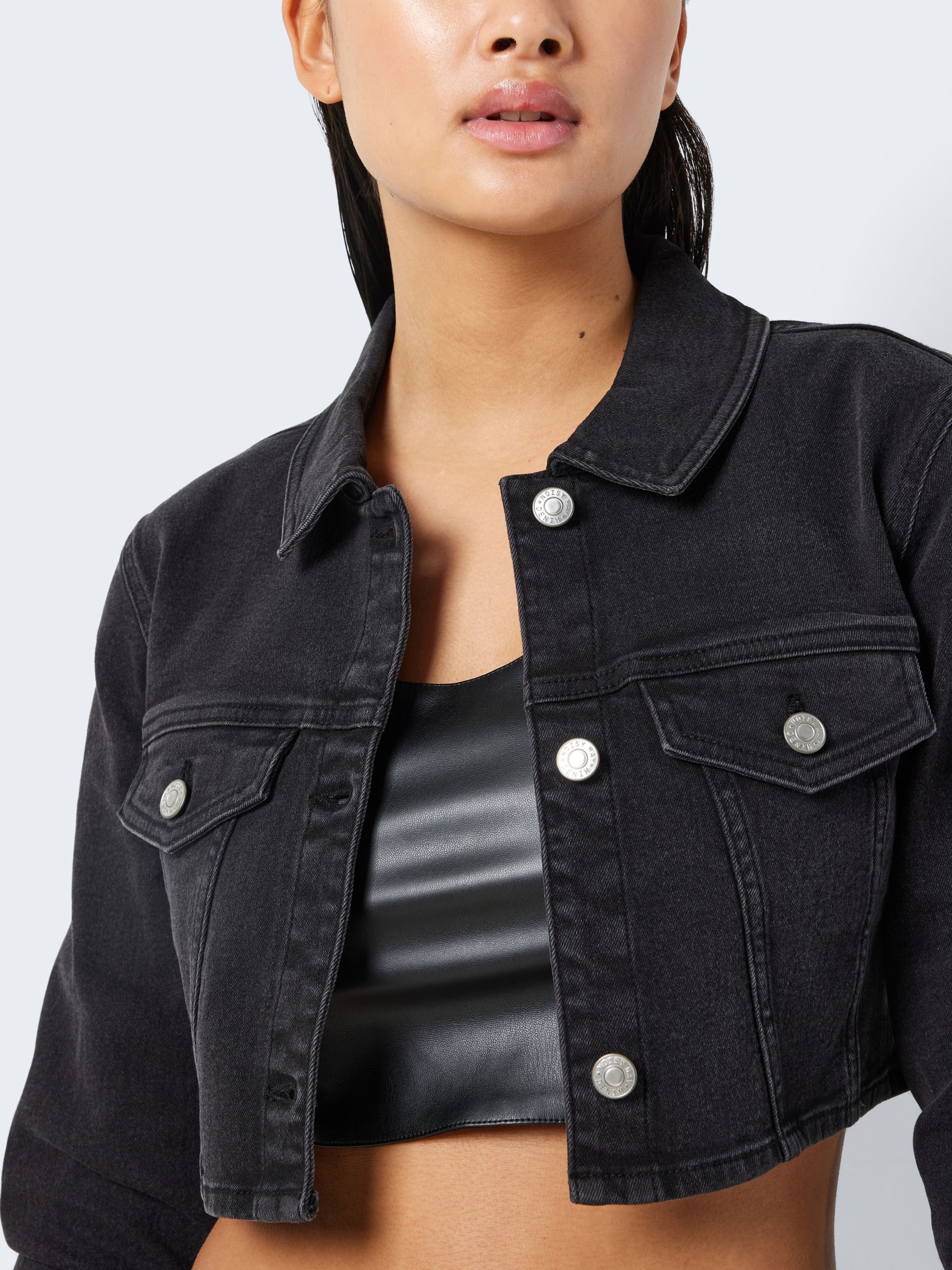 CROPPED DENIM JACKET Black NOISY MAY