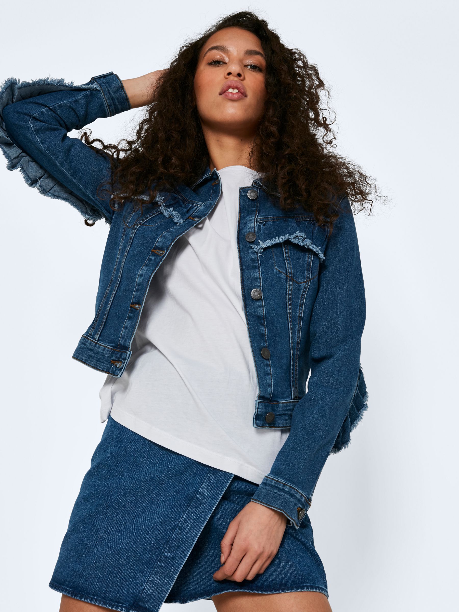 Denim new arrivals jacket ruffle
