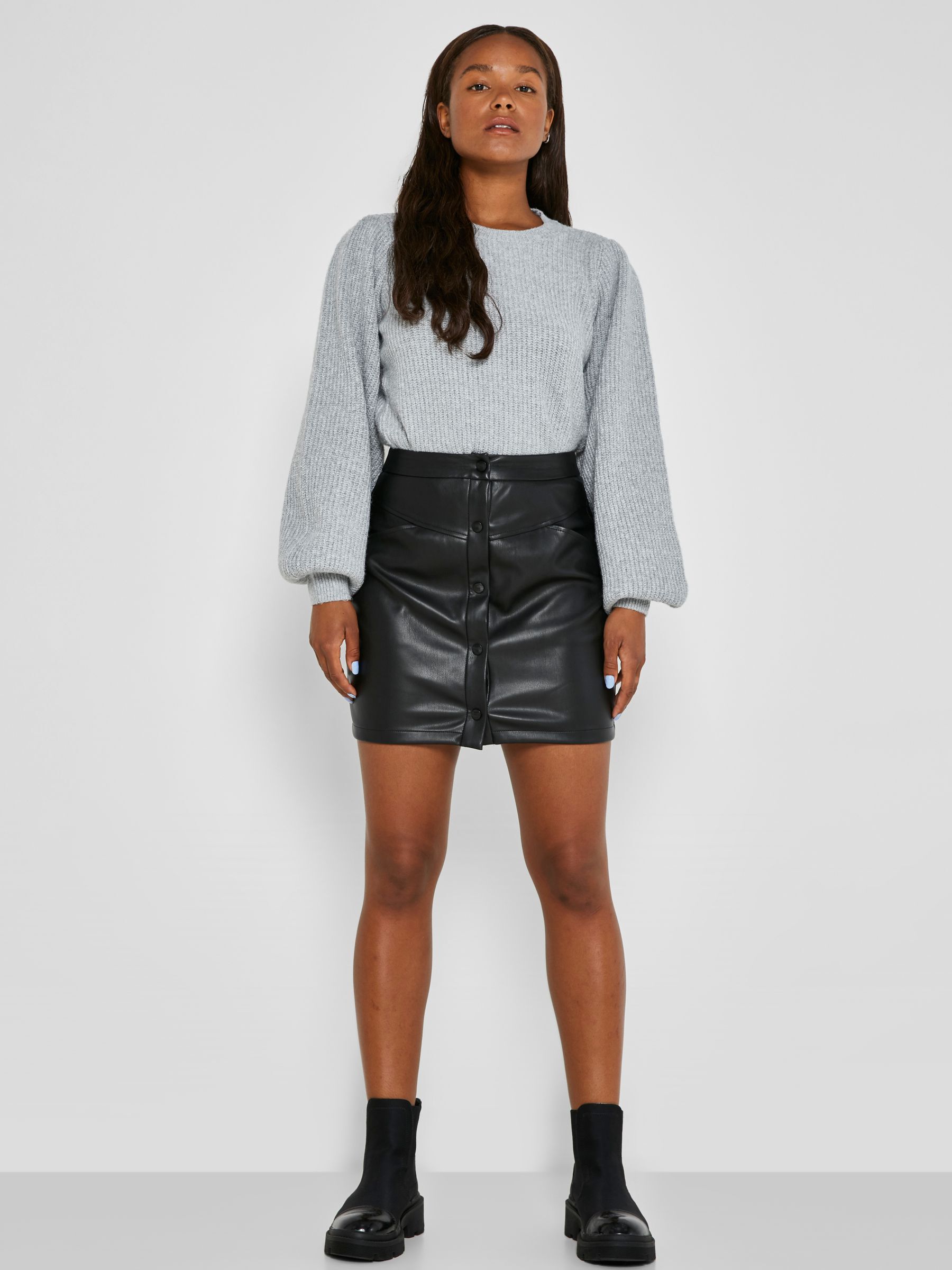 GECOAT HIGH WAIST ROK Zwart NOISY MAY