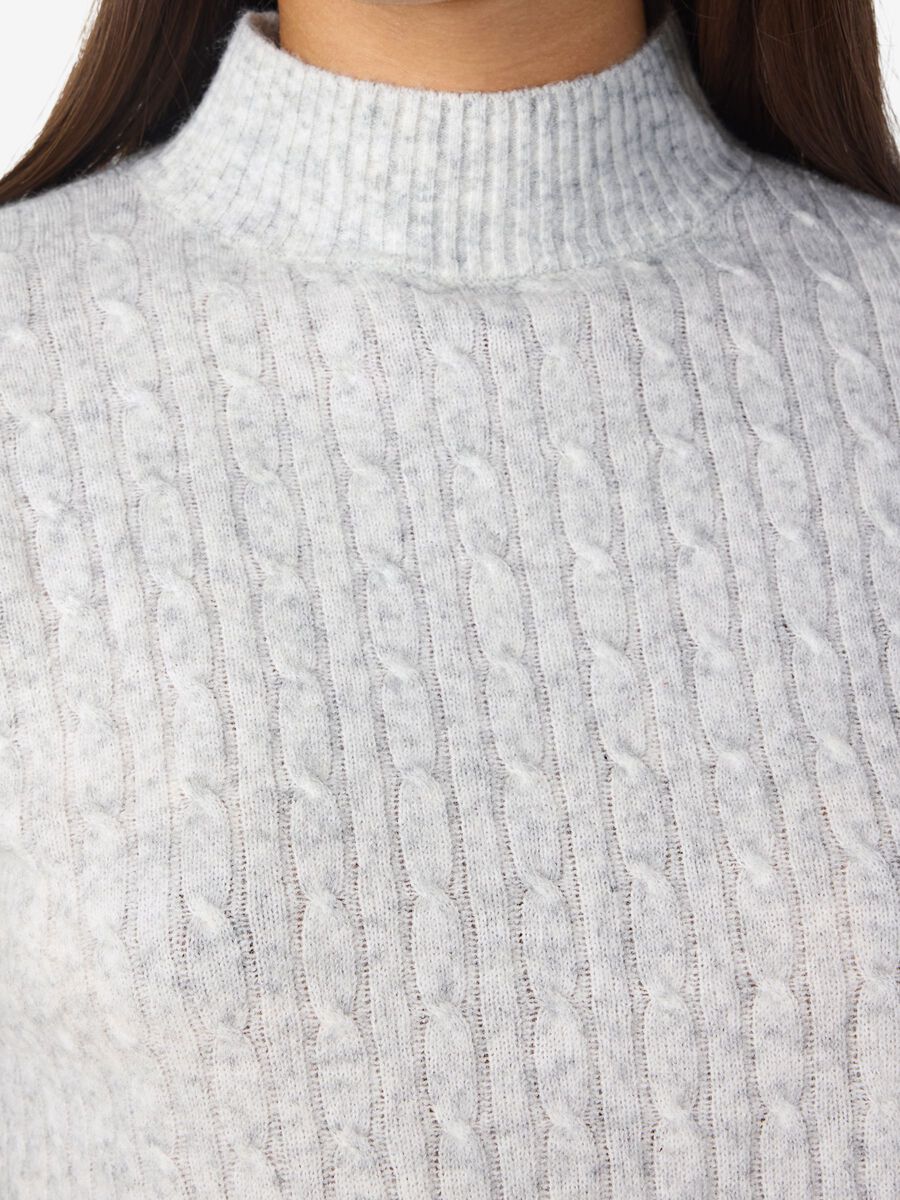 Carousel image - CABLE KNIT JUMPER, Light Grey Melange | 5