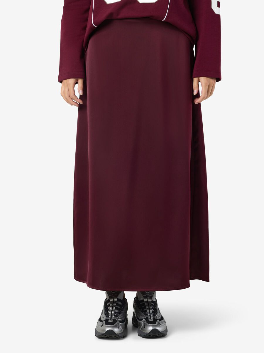 Product carousel image - SATIN MIDI SKIRT, Windsor Wine | 1
