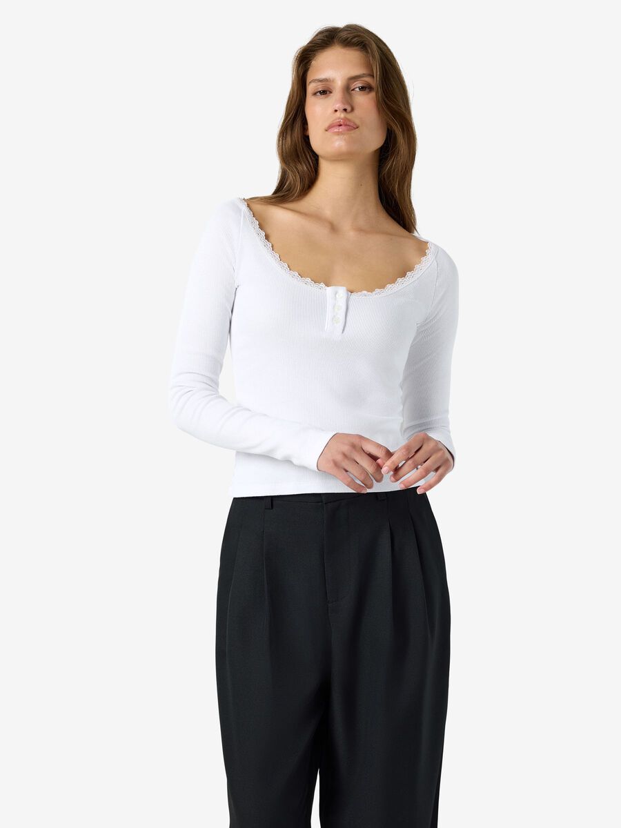 Carousel image - NMMAYA LONG SLEEVED TOP, Bright White | 6