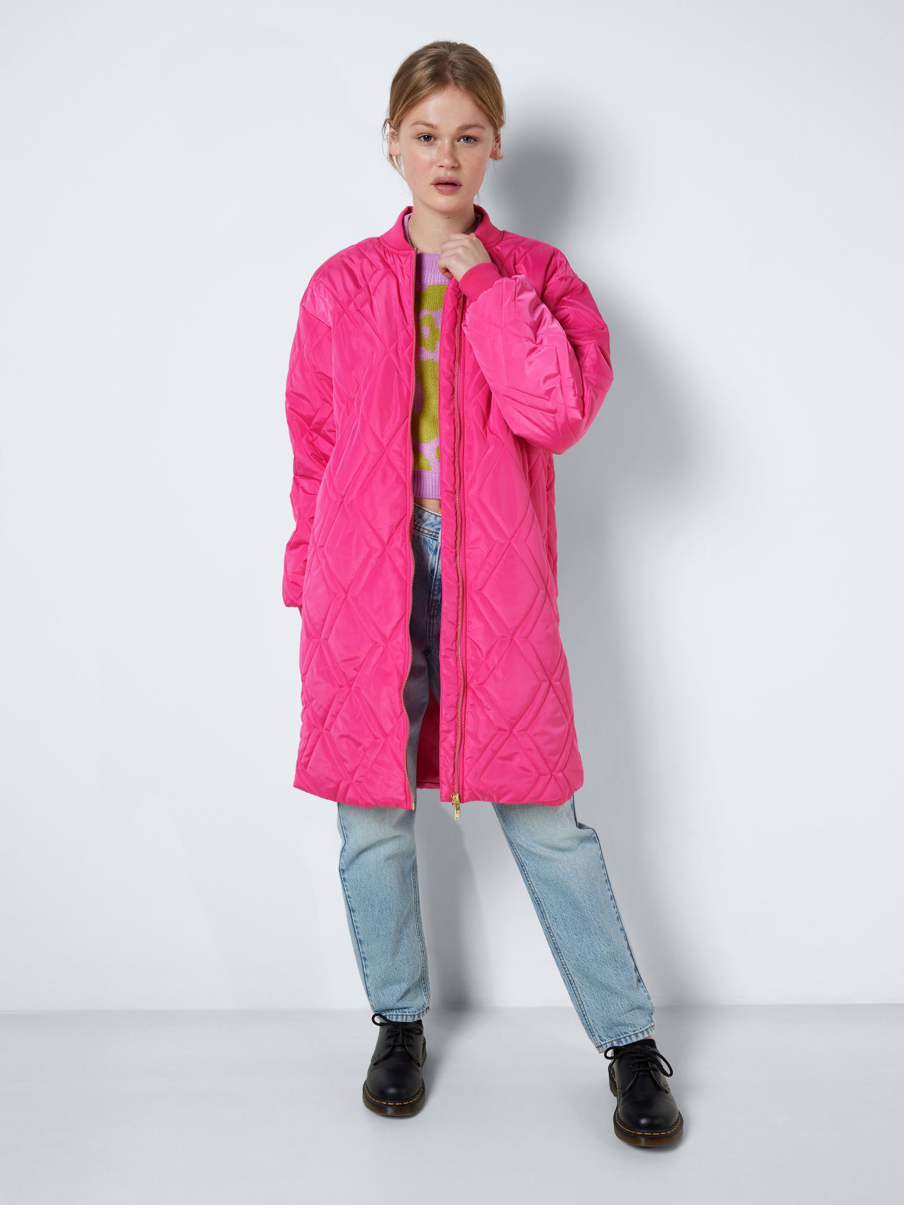 LONG QUILTED JACKET Pink NOISY MAY