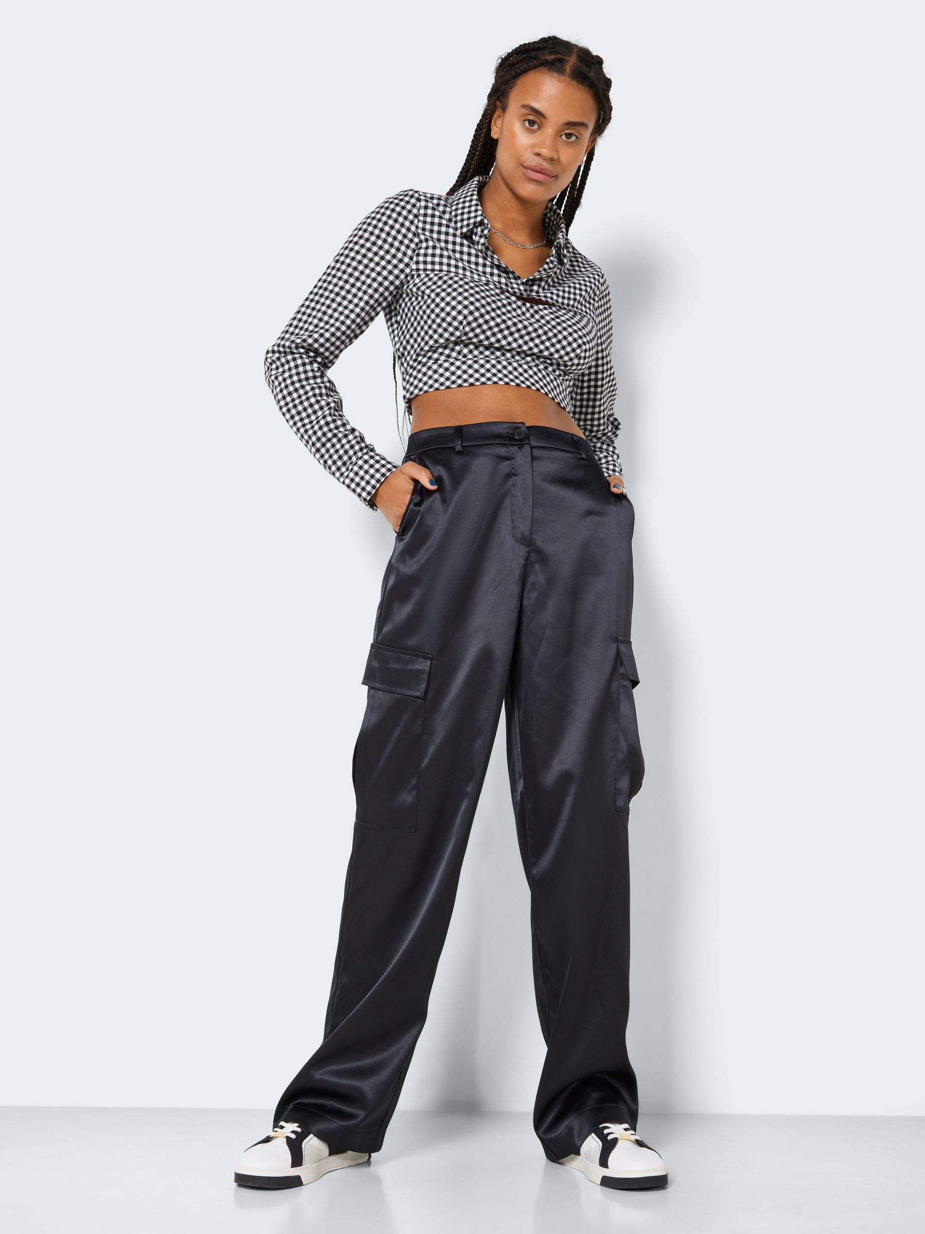 Satin top cargo trousers