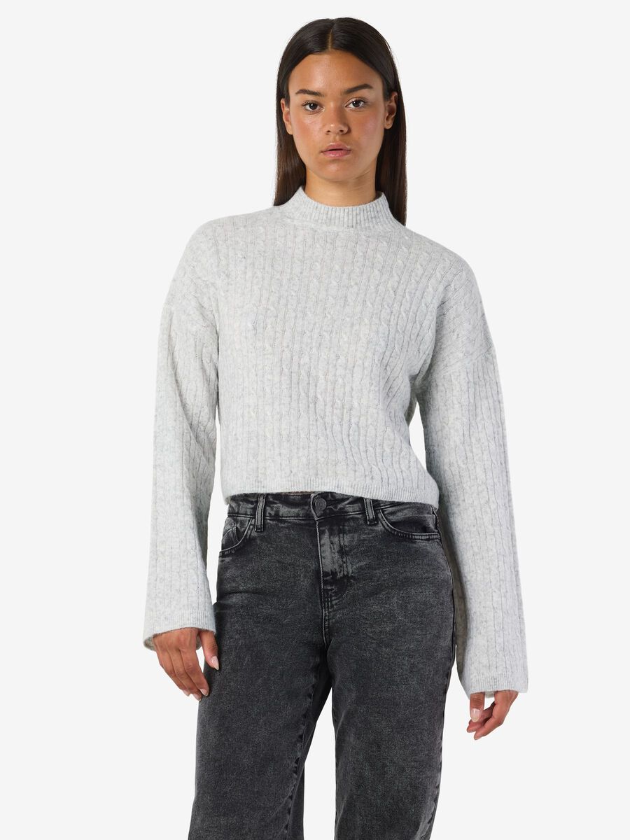 Product carousel image - CABLE KNIT JUMPER, Light Grey Melange | 1