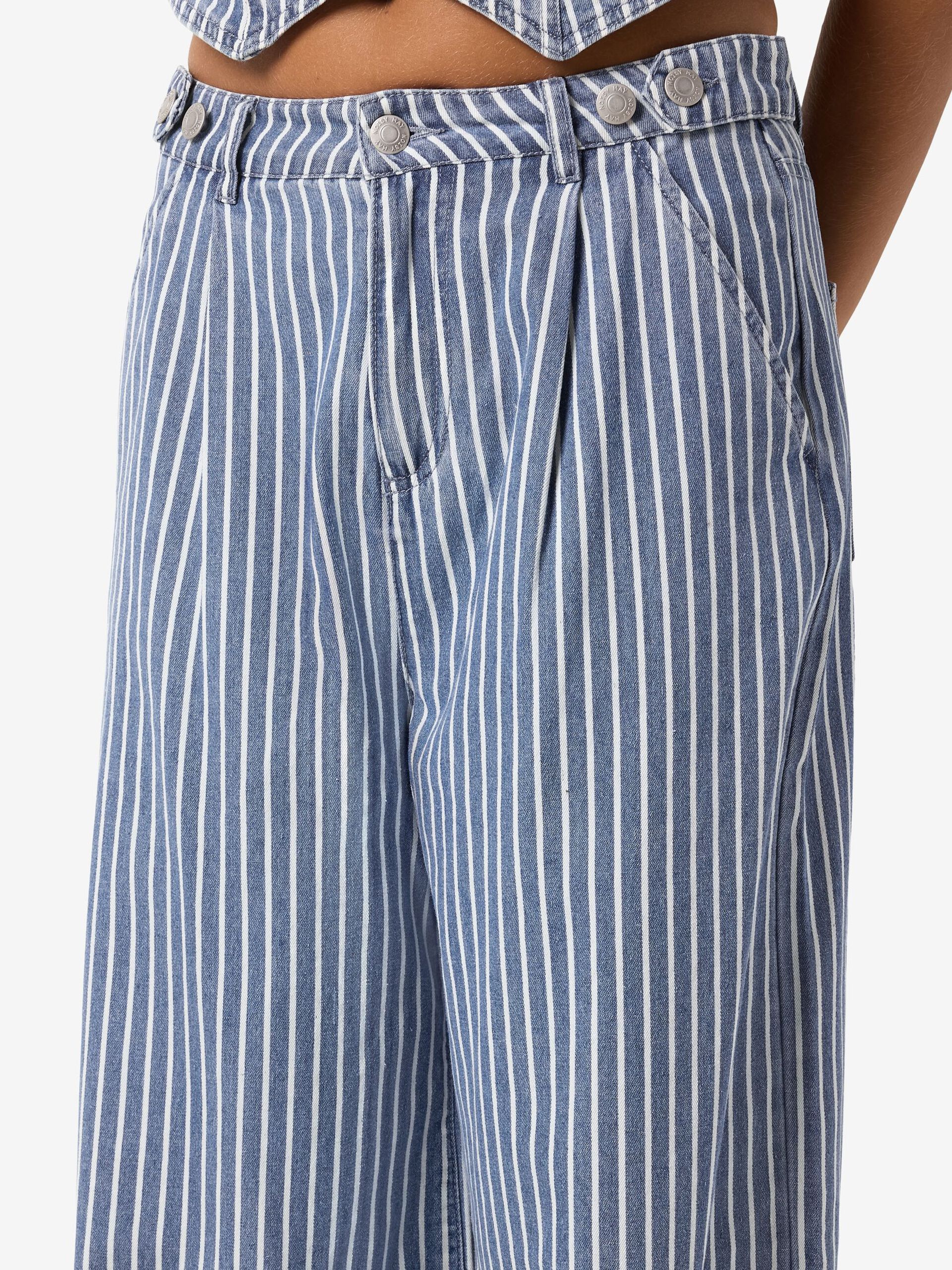 Carousel image - PINSTRIPED TROUSERS, Medium Blue Denim | 4