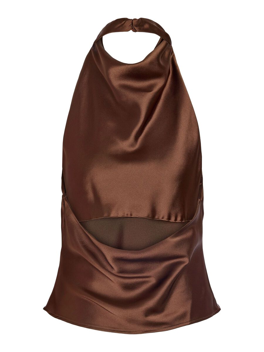 Carousel image - NMBRISA SATIN SLEEVELESS TOP, Chocolate Brown | 7