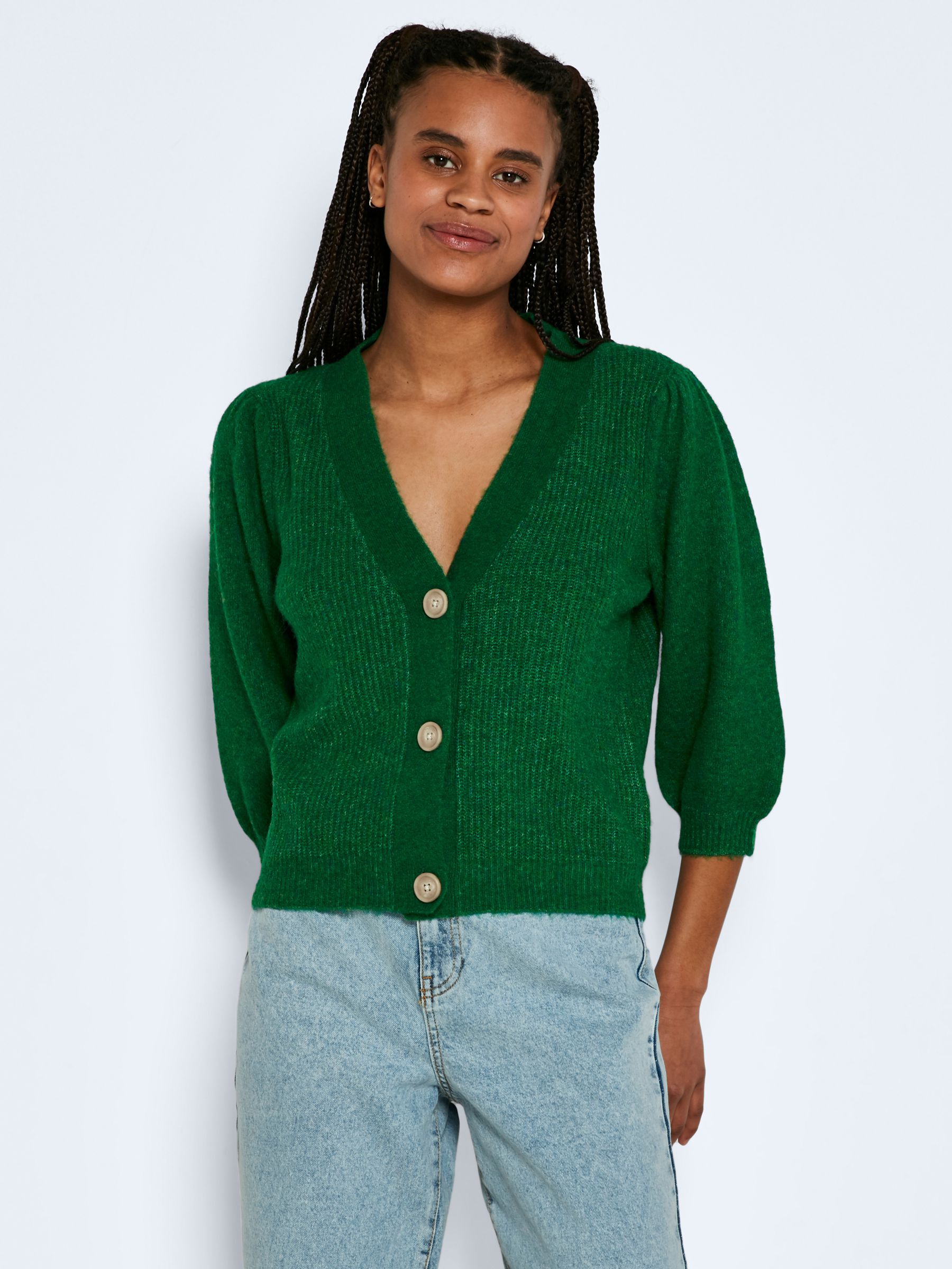 CROPPED KNITTED CARDIGAN Green NOISY MAY