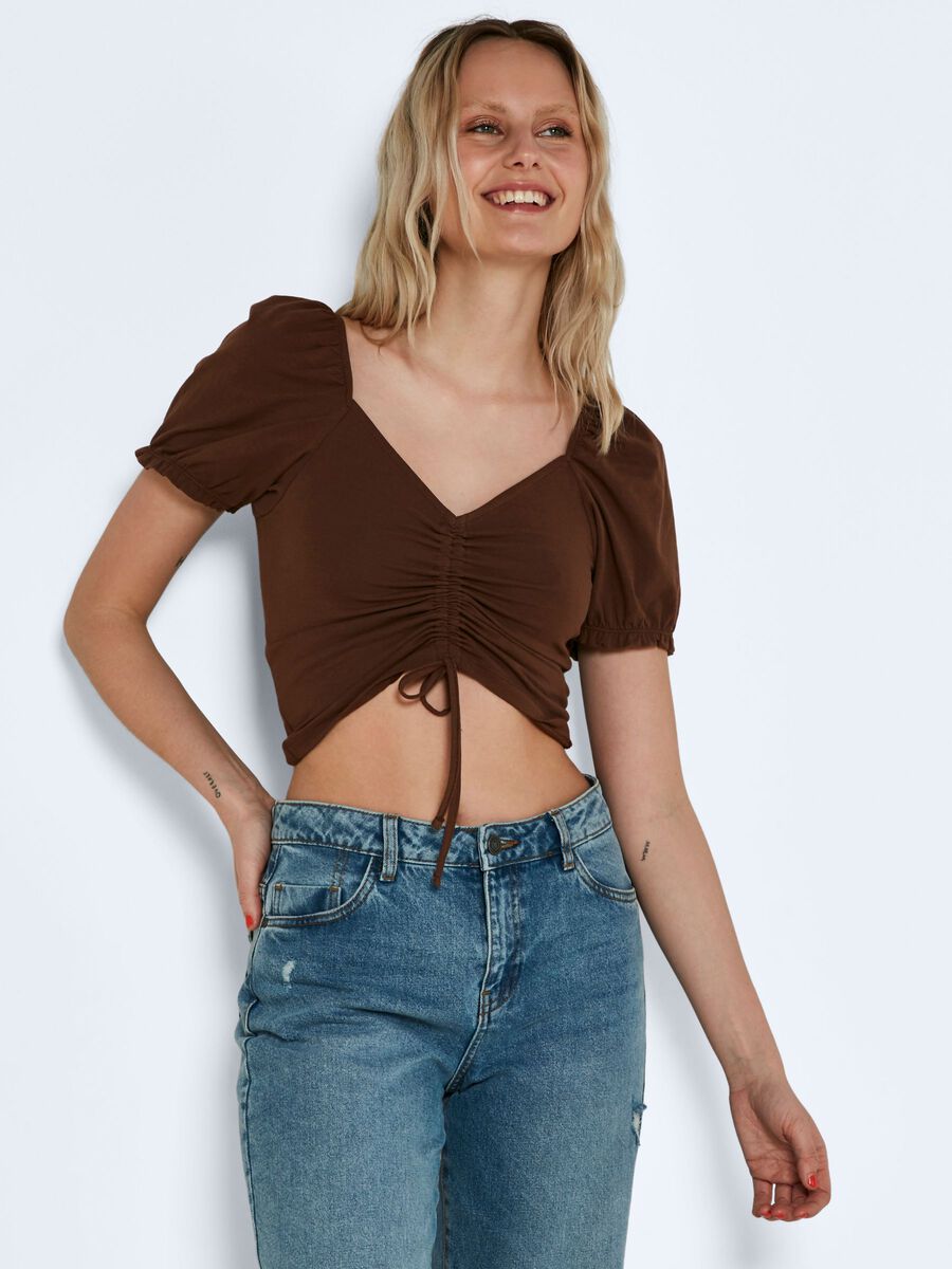 Noisy May SHORT SLEEVED RUCHED TOP, Pinecone, highres - 27022031_Pinecone_003.jpg