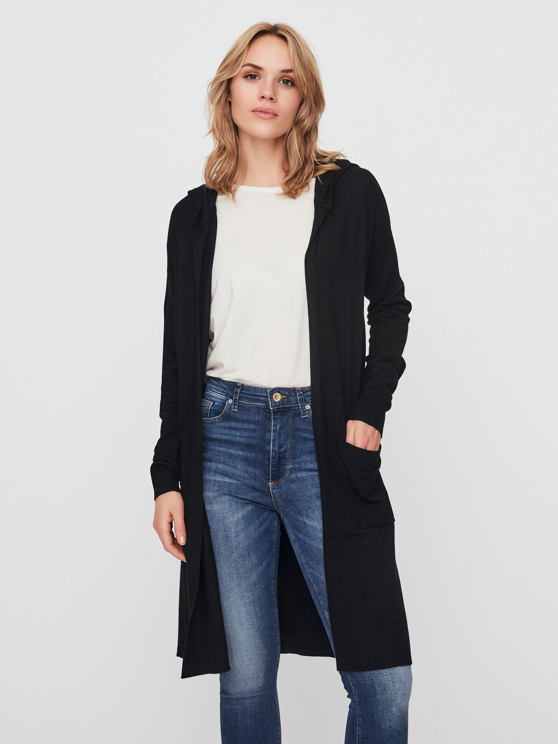 HOODED KNITTED CARDIGAN Black NOISY MAY