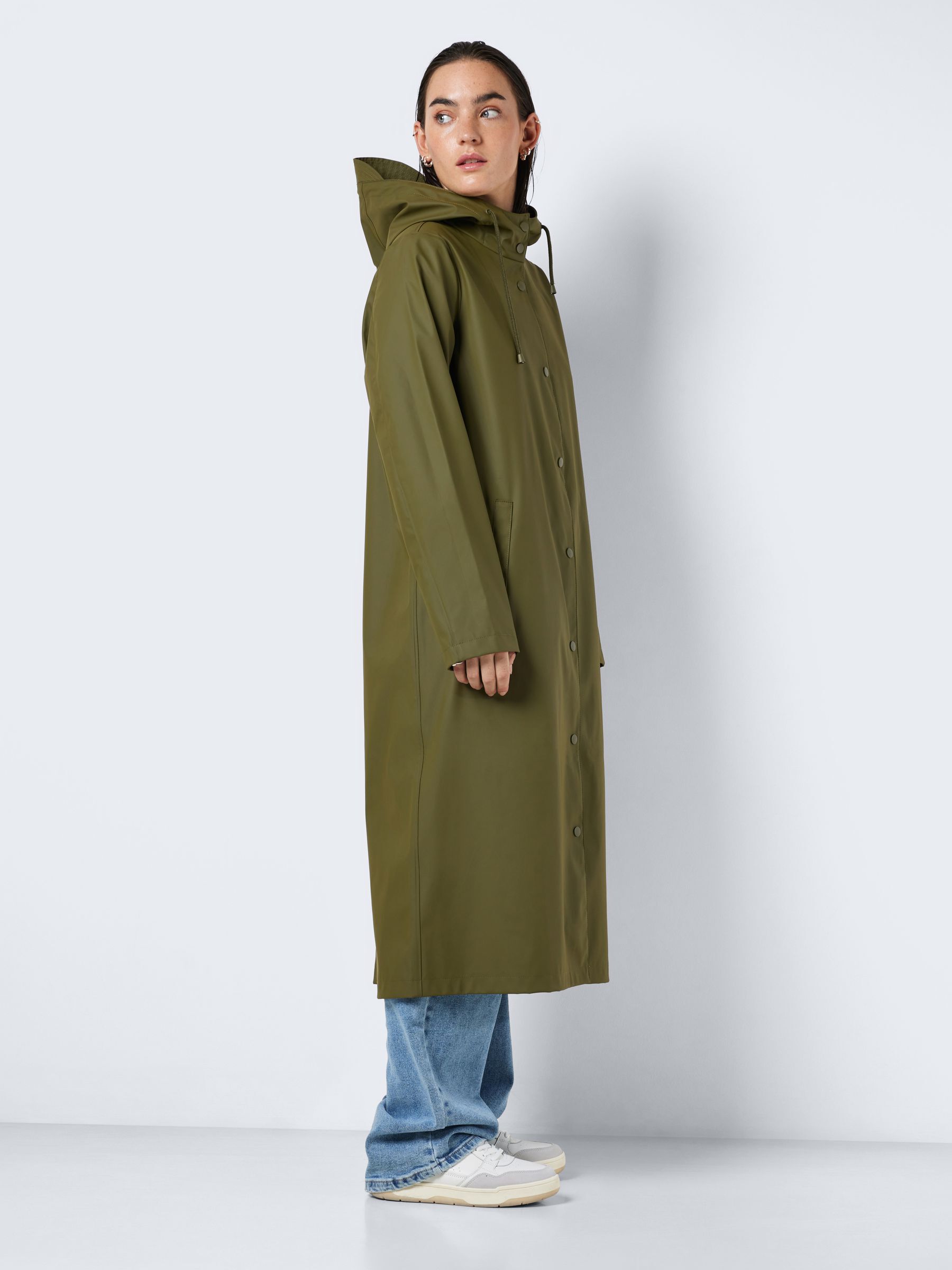 Long green raincoat sale