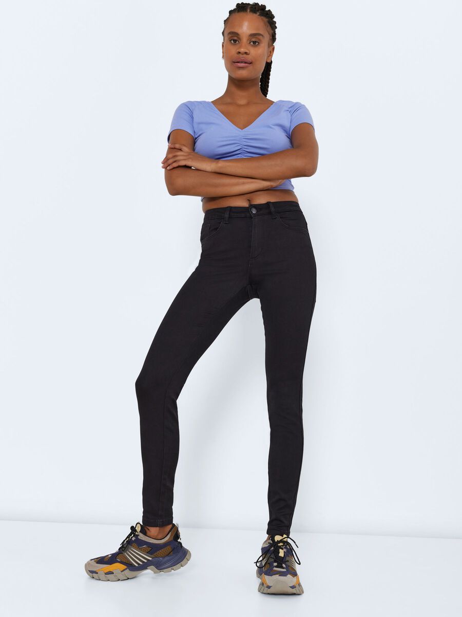 Noisy May NMFLURRY NORMAL WAISTED SKINNY FIT JEANS, Black, highres - 27021118_Black_007.jpg